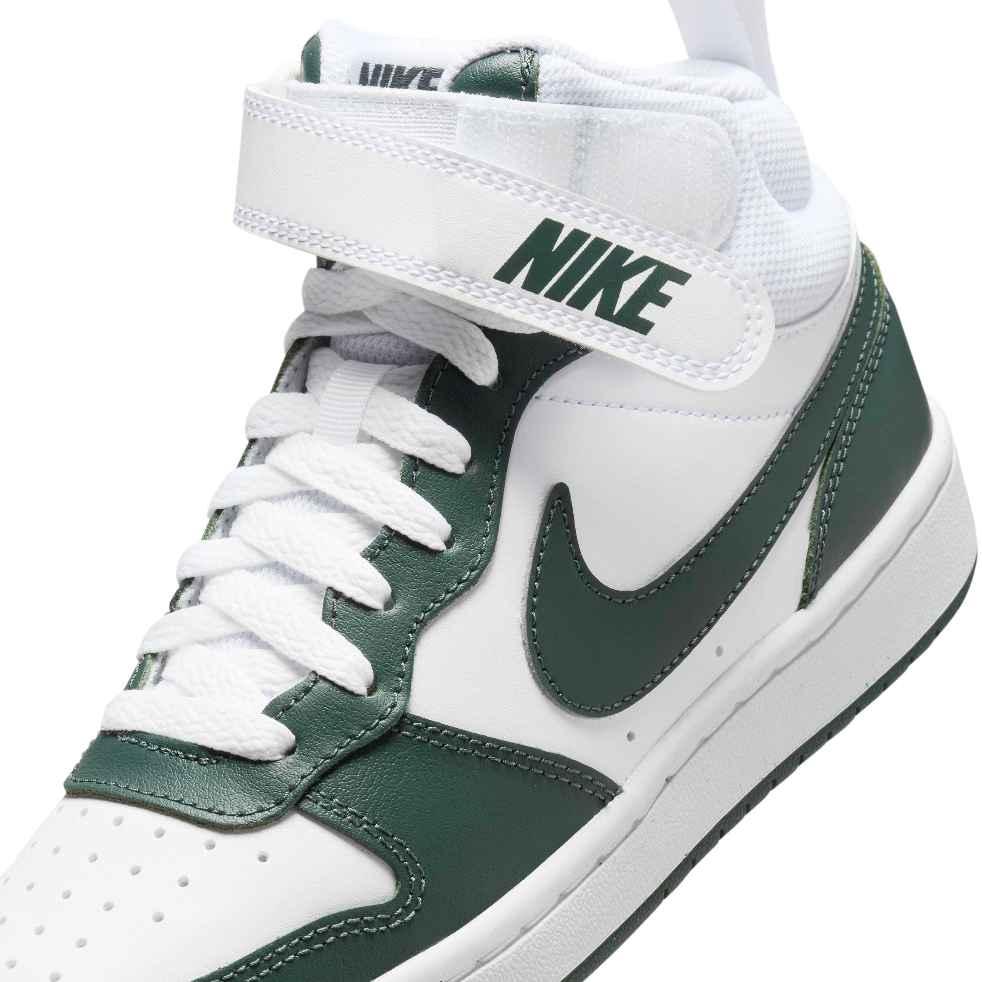 Nike Court Borough Mid 2 Grade School Boys' "White/Vintage Green" Shoe