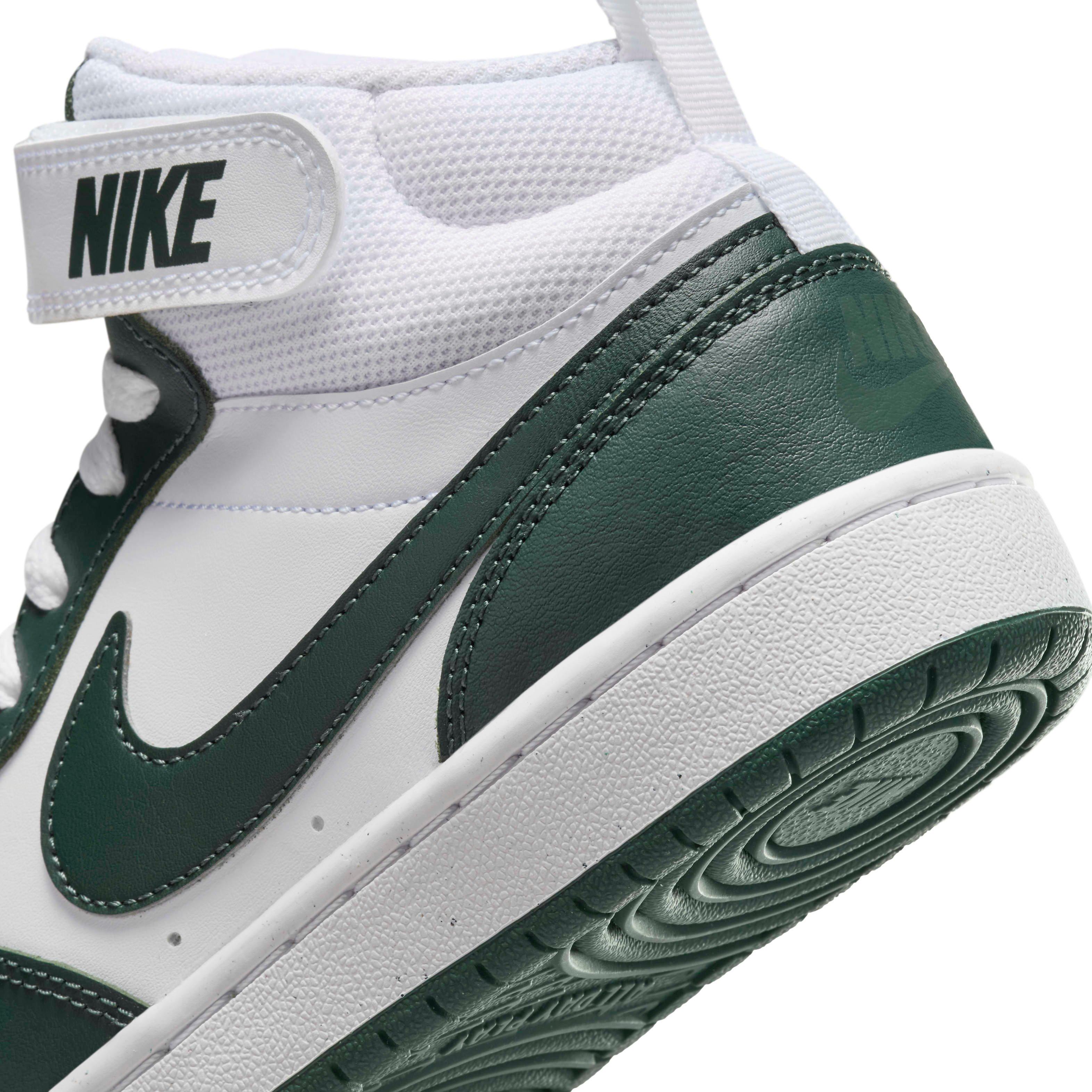 Nike Court Borough Mid 2 Grade School Boys' "White/Vintage Green" Shoe