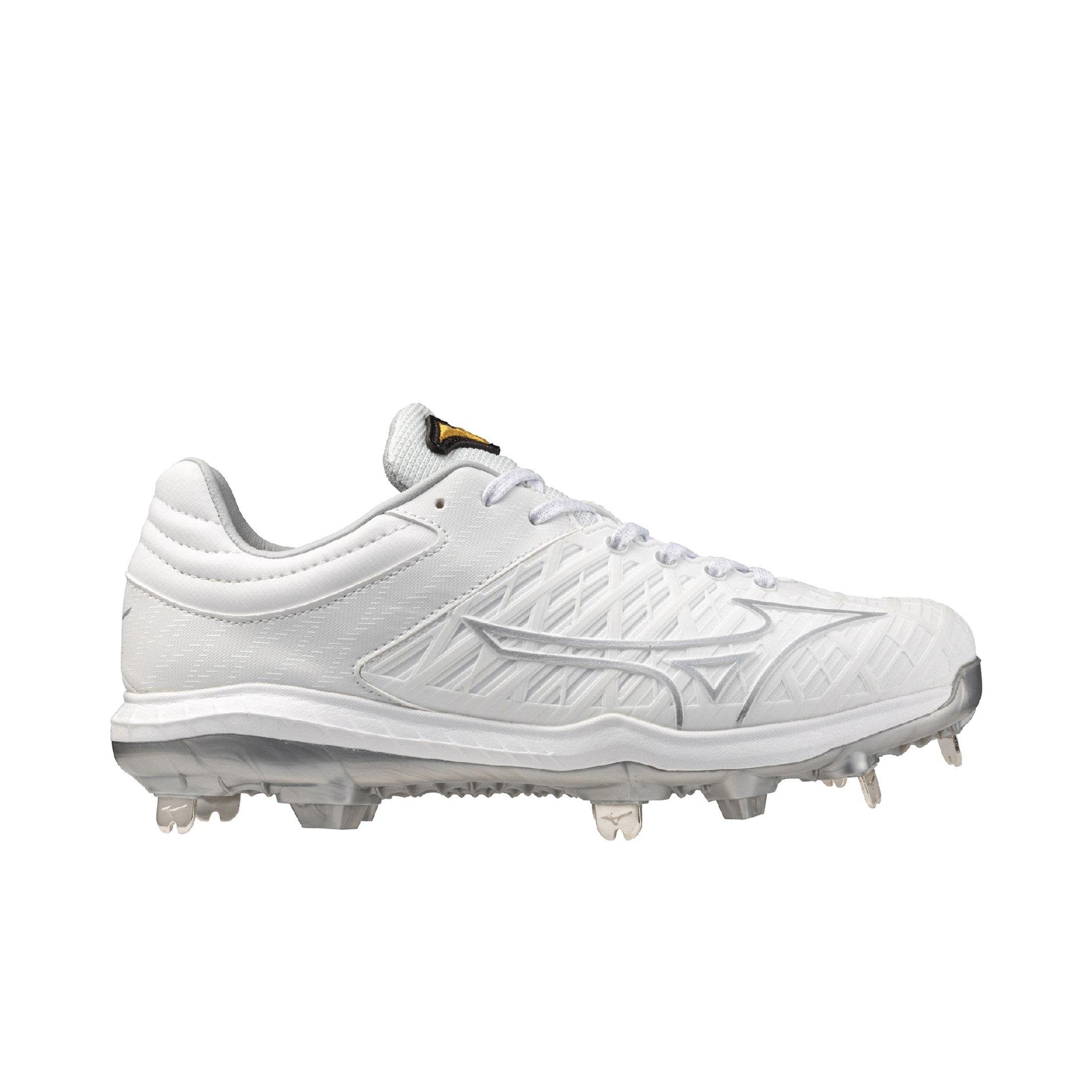 Mizuno Pro FP Fastpitch "White/Silver" Women's Softball Cleat - WHITE/SILVER Thumbnail View 1