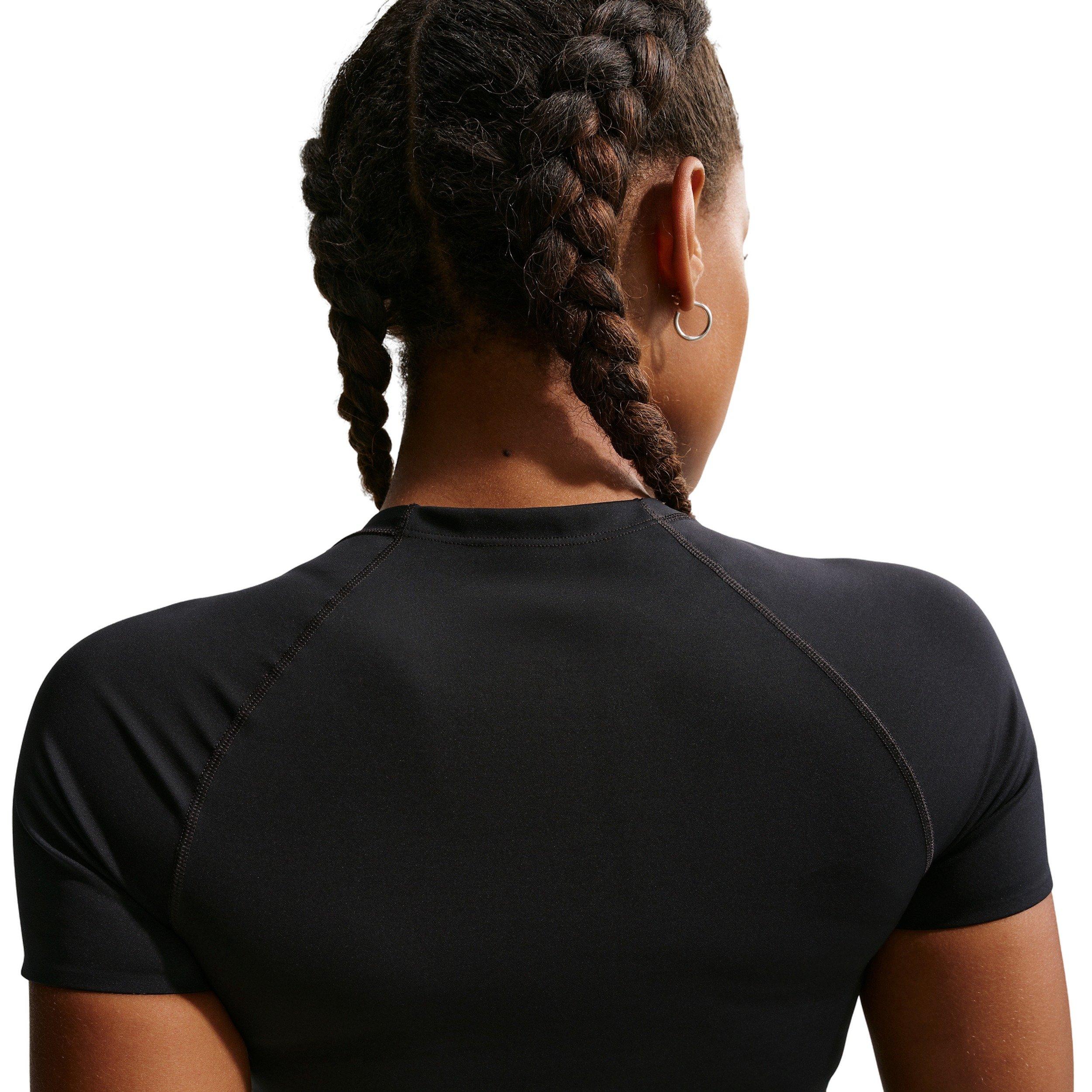 Nike Women's Universa Dri-FIT Short-Sleeve Top - Black - BLACK Thumbnail View 2