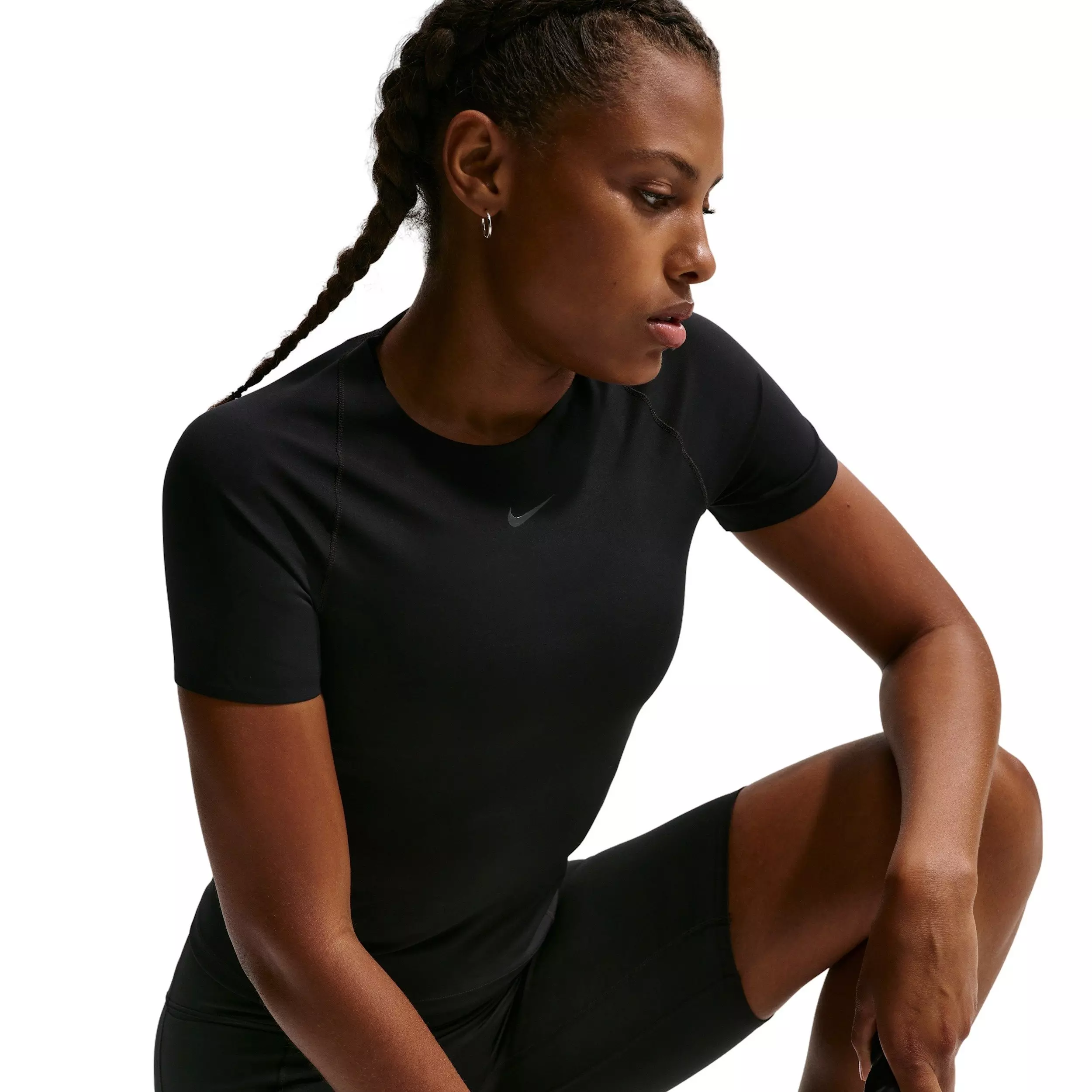 Nike Women's Universa Dri-FIT Short-Sleeve Top -Black - BLACK
