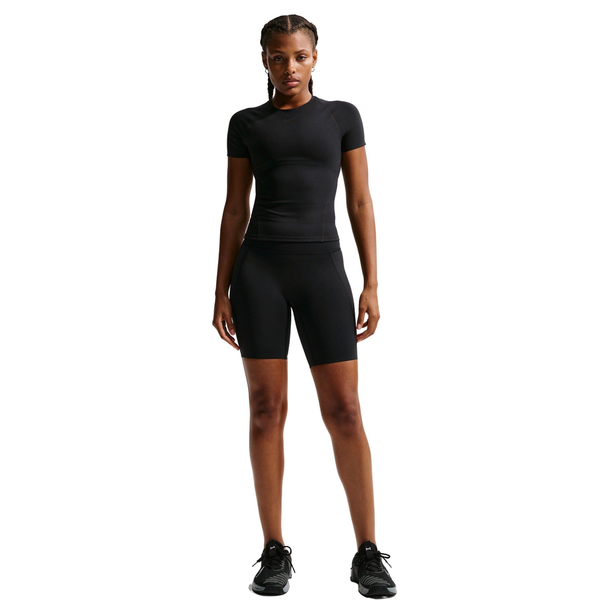 Nike Women's Universa Dri-FIT Short-Sleeve Top - Black - BLACK Thumbnail View 4