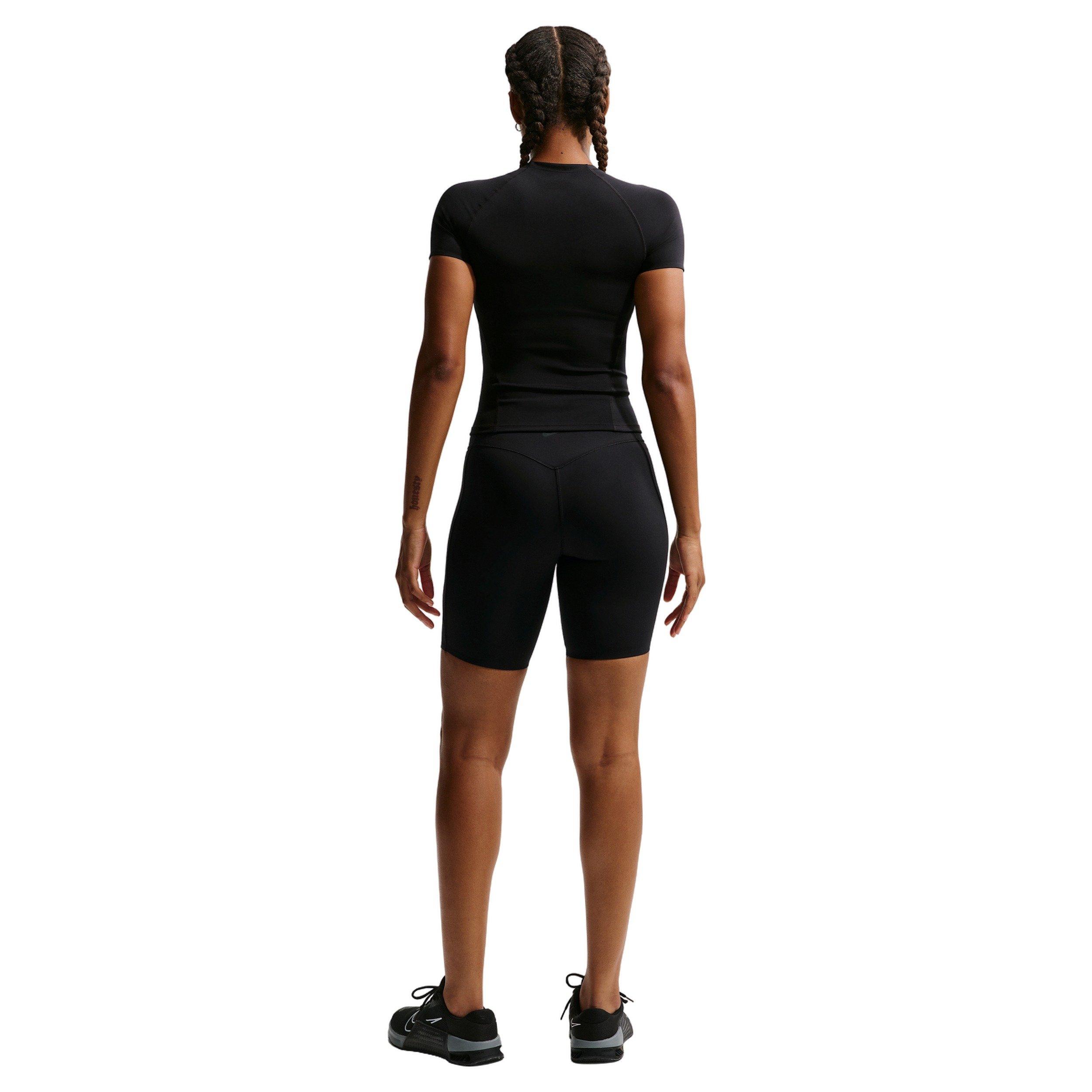 Nike Women's Universa Dri-FIT Short-Sleeve Top - Black - BLACK Thumbnail View 5