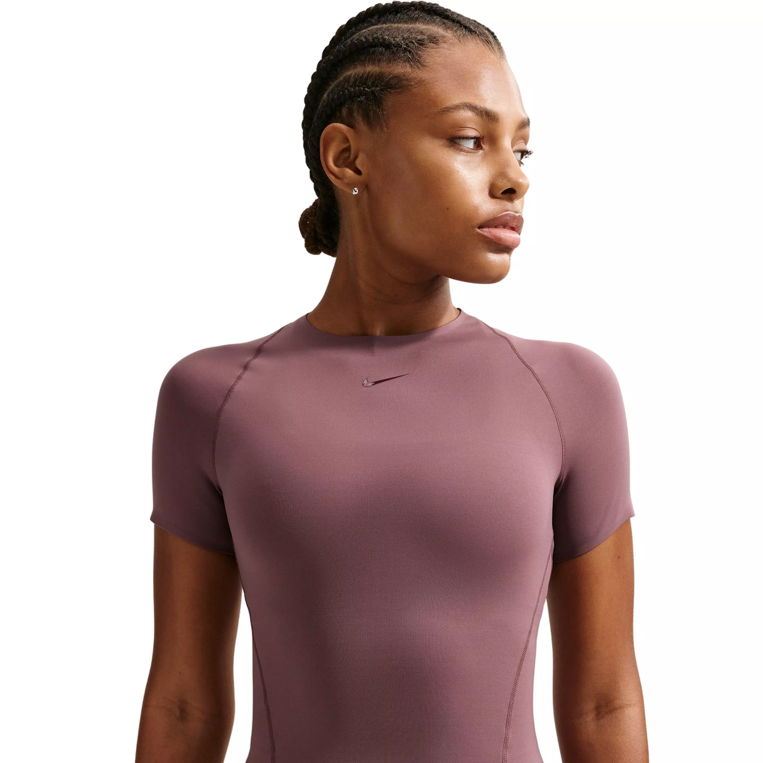 Nike Women's Universa Dri-FIT Short-Sleeve Top -Tattoo Purple - TATTOO PURPLE