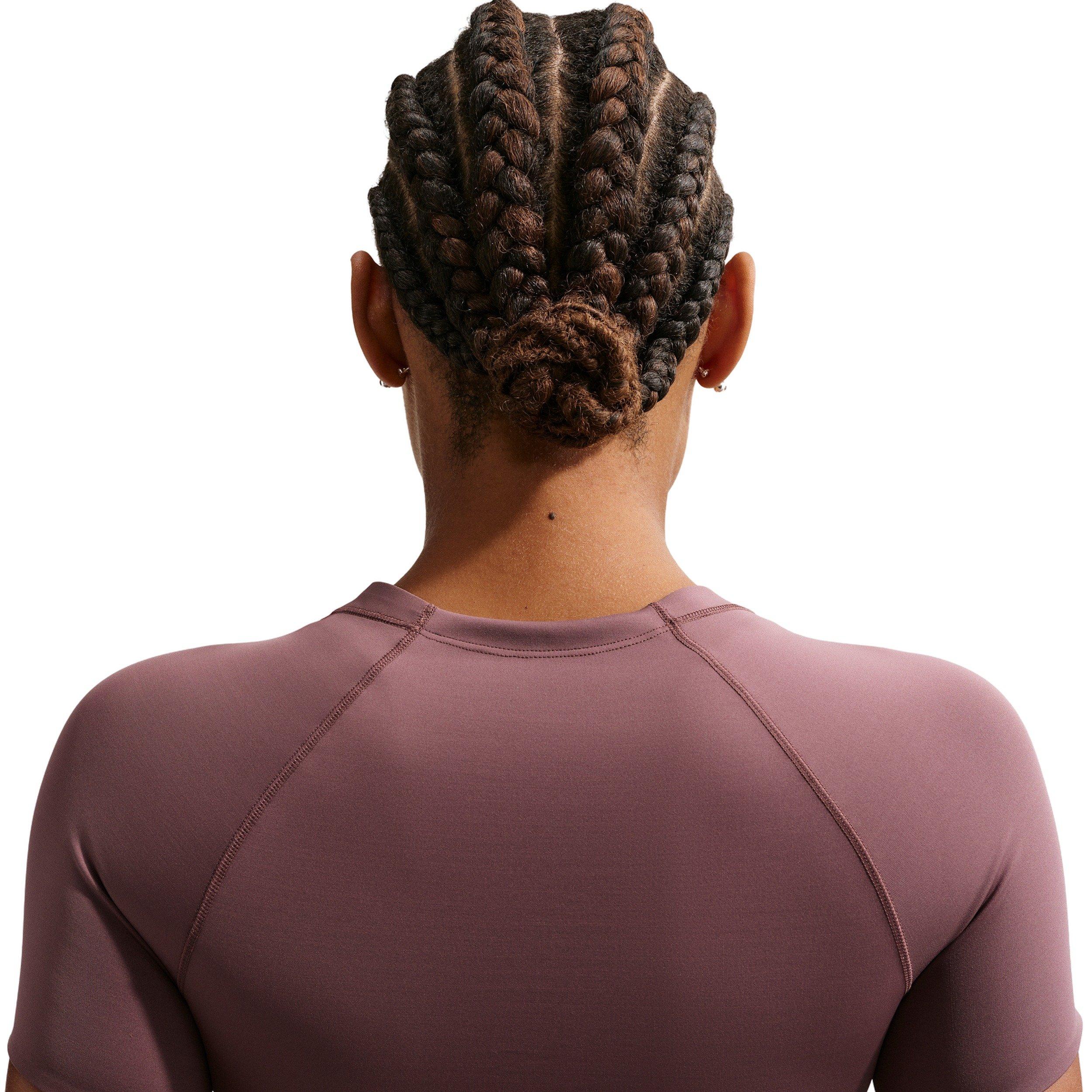 Nike Women's Universa Dri-FIT Short-Sleeve Top -Tattoo Purple - TATTOO PURPLE Thumbnail View 2