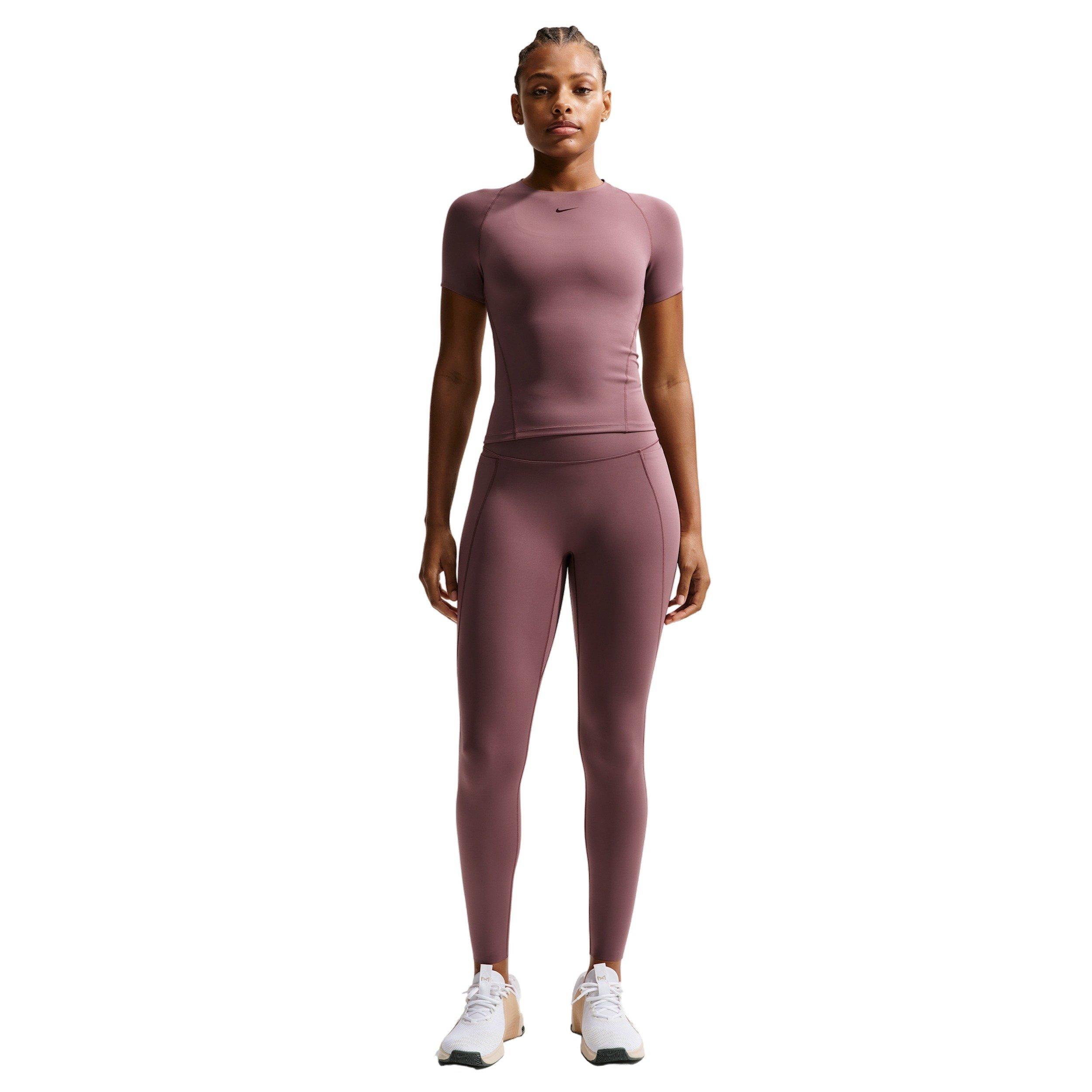 Nike Women's Universa Dri-FIT Short-Sleeve Top -Tattoo Purple - TATTOO PURPLE Thumbnail View 4