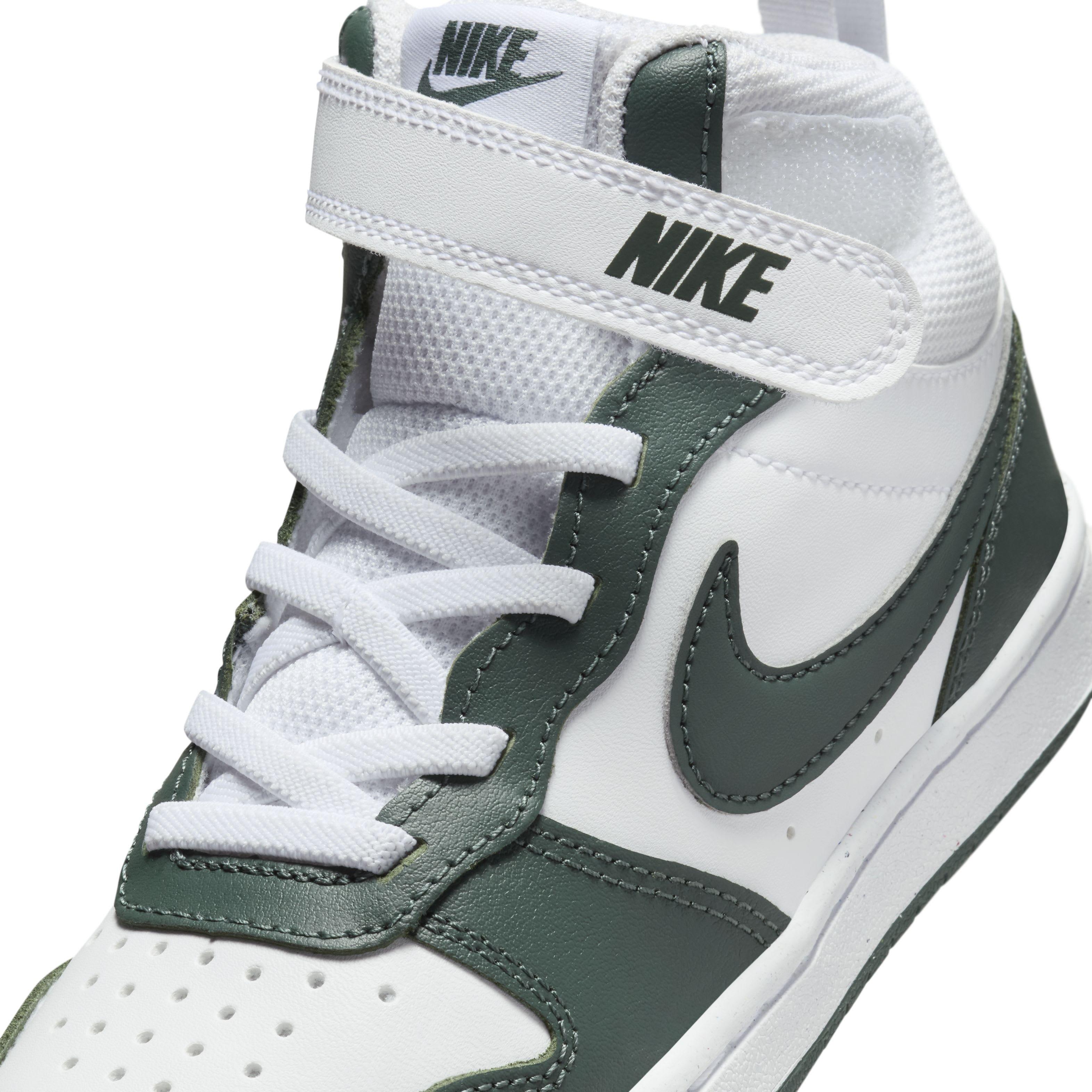 Nike Court Borough Mid 2 "White/Vintage Green" Preschool Boys' Shoe - WHITE/GREEN Thumbnail View 7