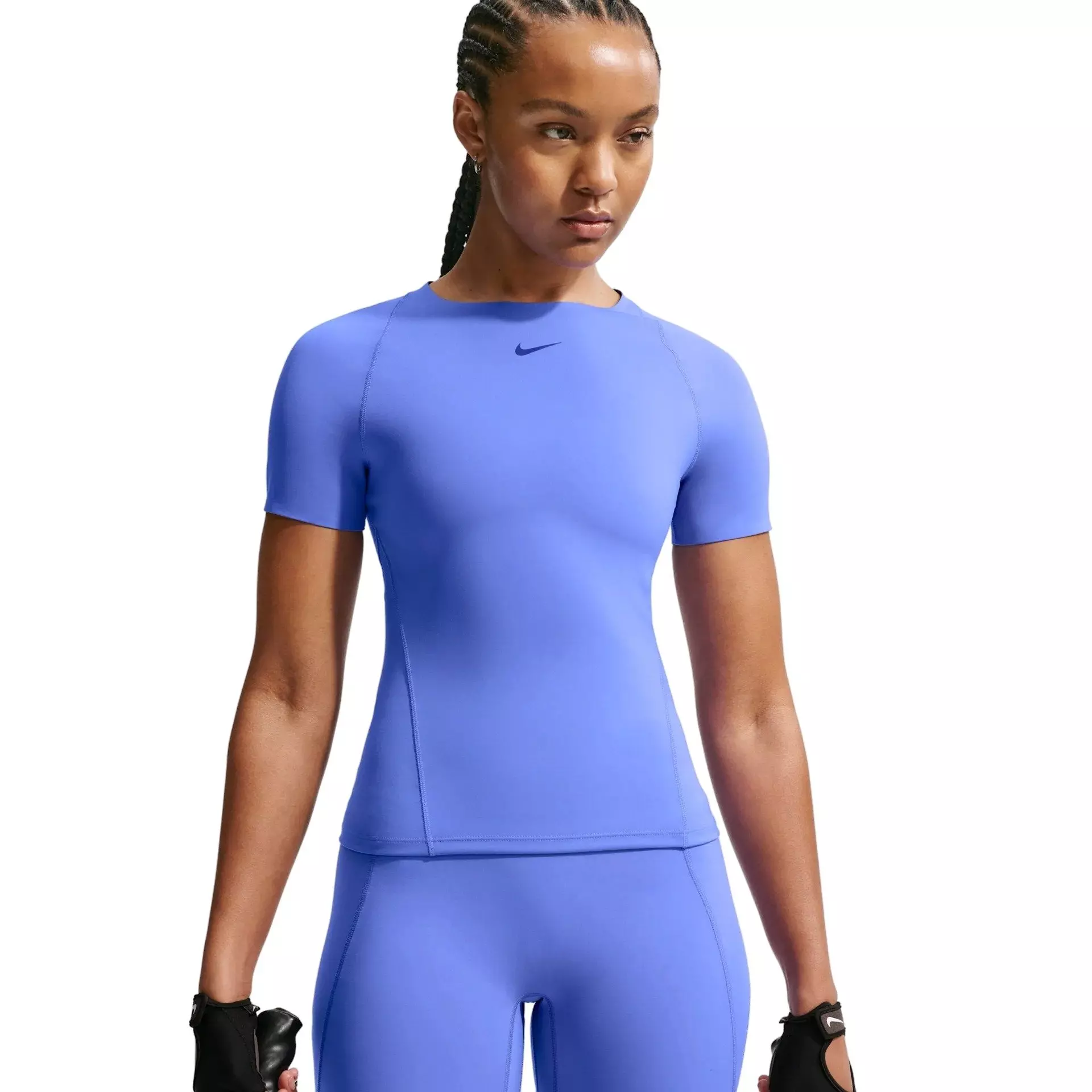 Nike Women's Universa Dri-FIT Short-Sleeve Top - Blue - BLUE