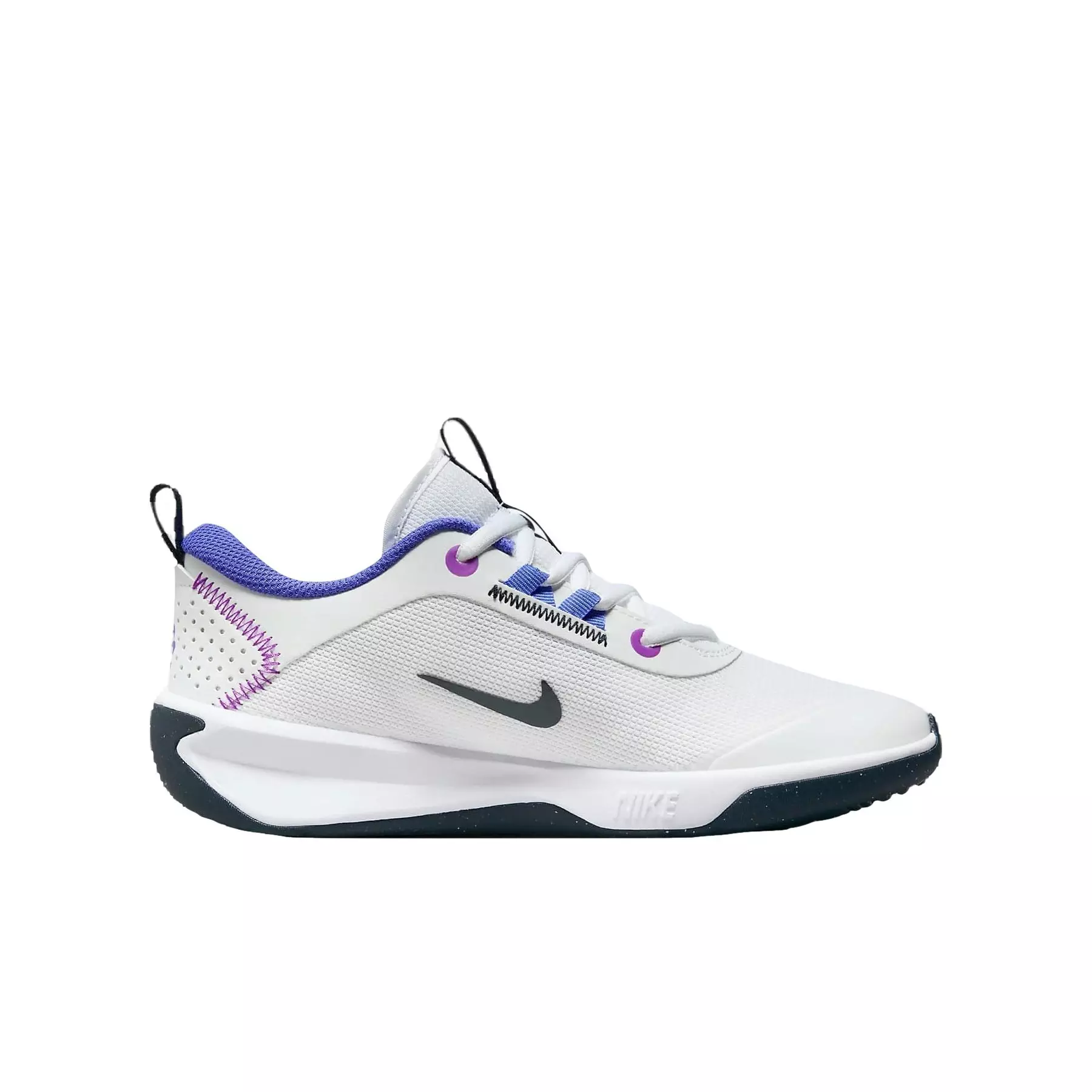 Nike Omni Multi-Court "White/Light Ultramarine/Fuchsia Dream/Dark Obsidian" Grade School Boys' Shoe - WHITE/LT ULTRAMARINE/FUCHSIA/DK OBSIDIAN