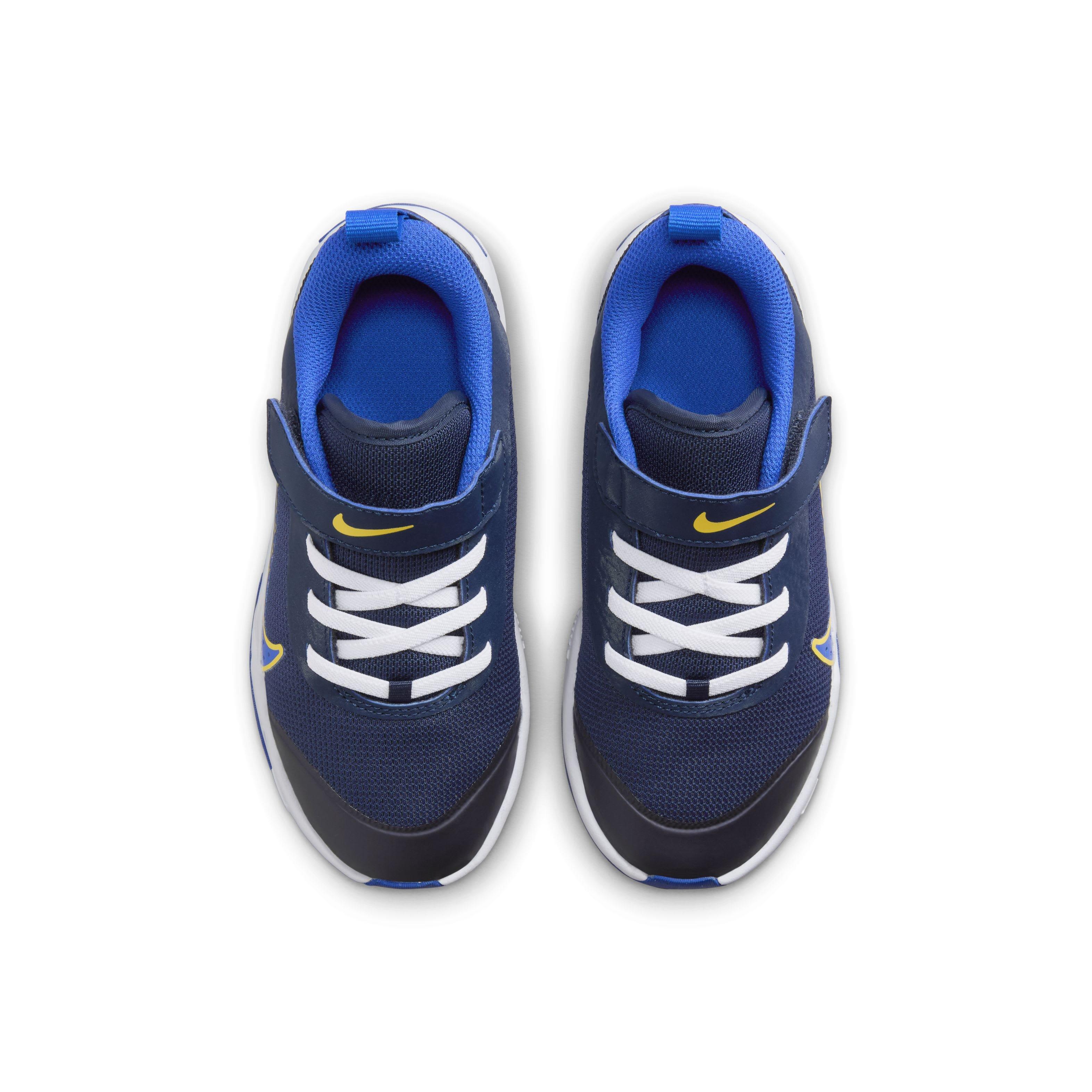 Nike Omni Multi-Court "Midnight Navy/Saturn Gold/White/Hyper Royal" Preschool Boys' Shoe - NAVY/GOLD/WHITE/ROYAL Thumbnail View 4