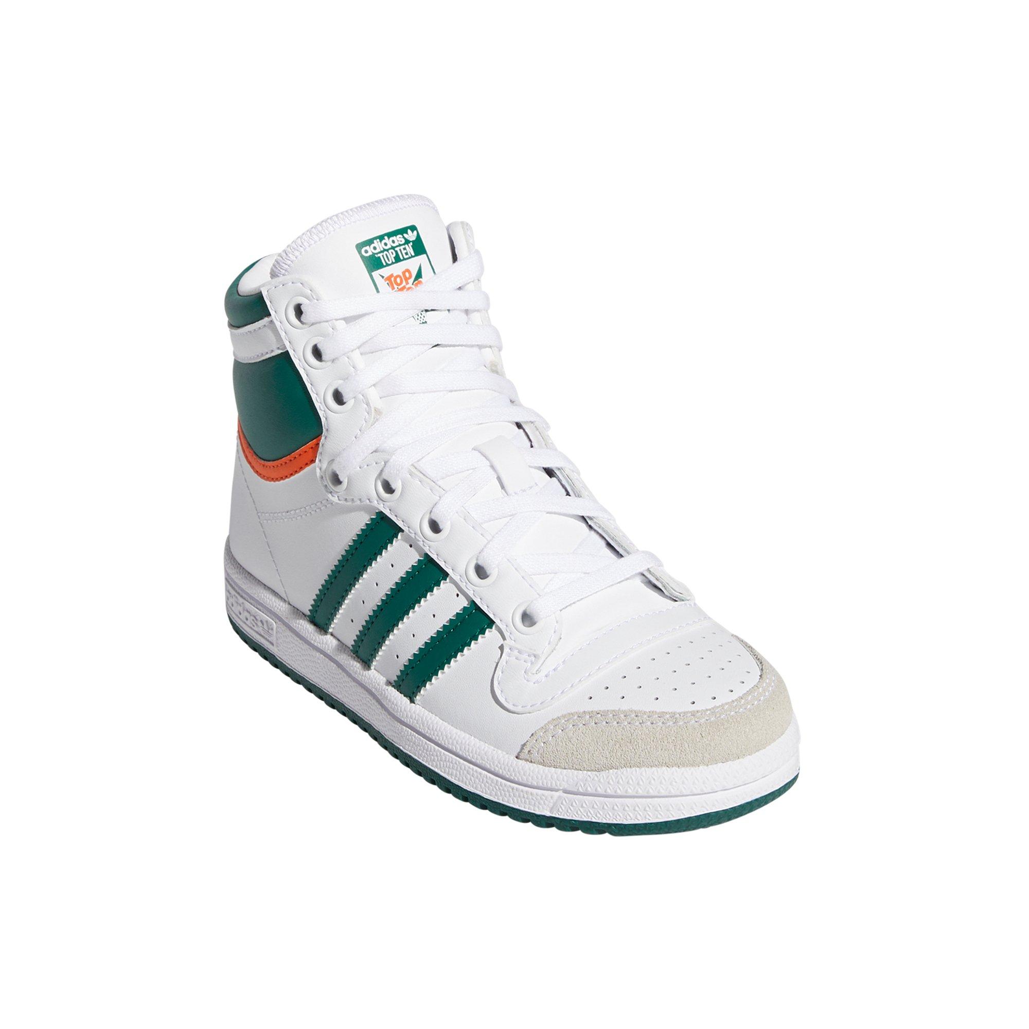 green and white adidas high tops