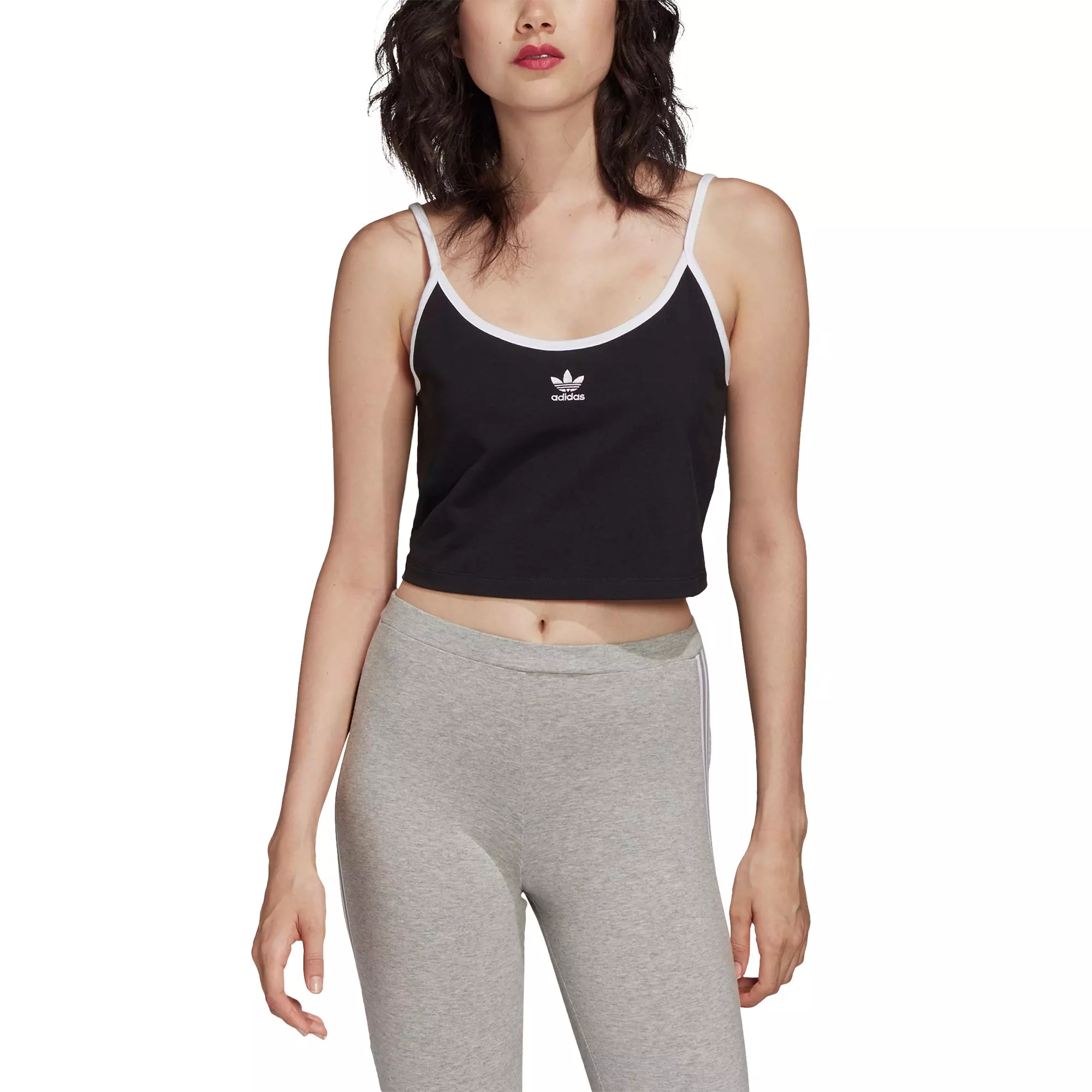 adidas Womens' Spaghetti Strap Crop Tank Top - BLACK