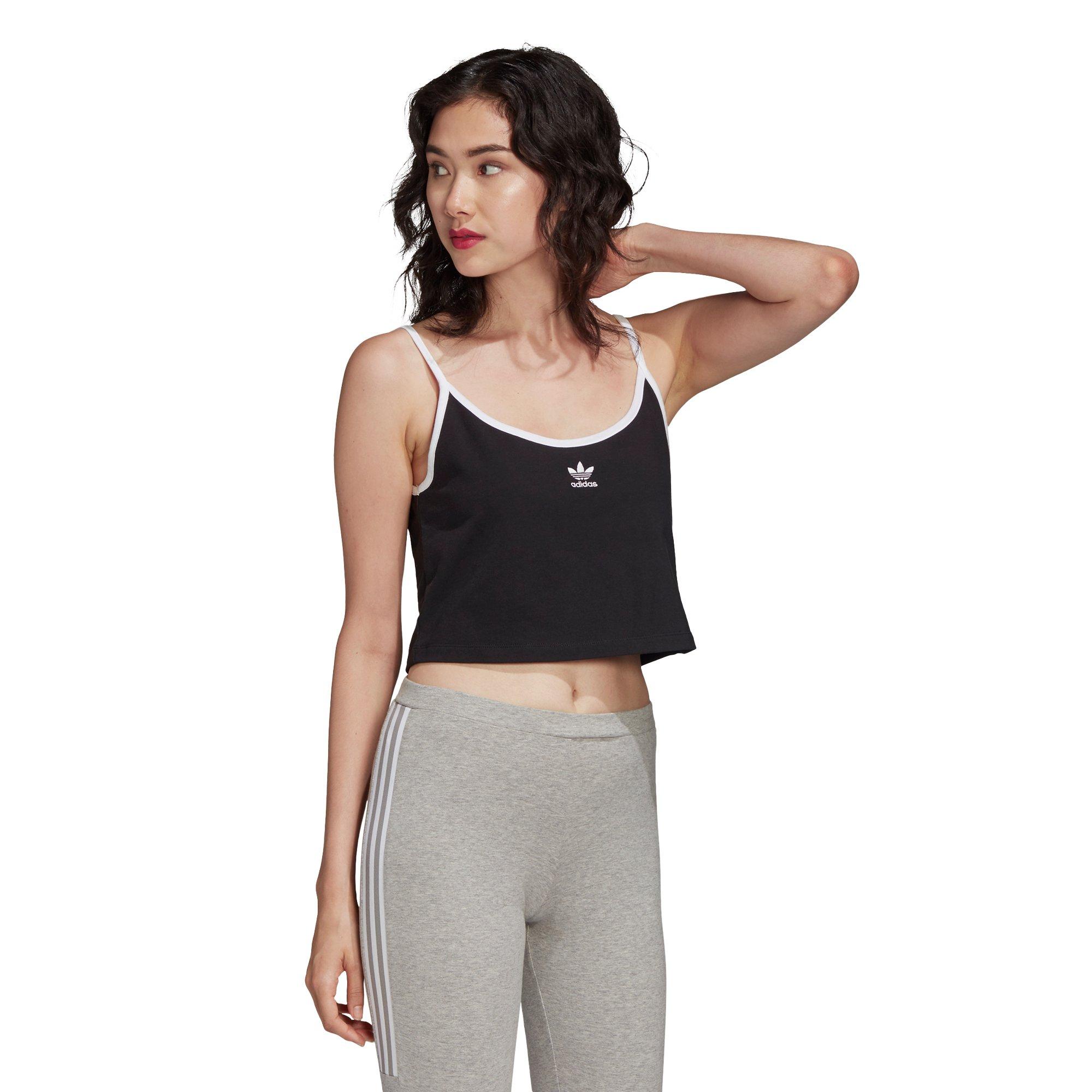 adidas Womens' Spaghetti Strap Crop Tank Top - BLACK Thumbnail View 2
