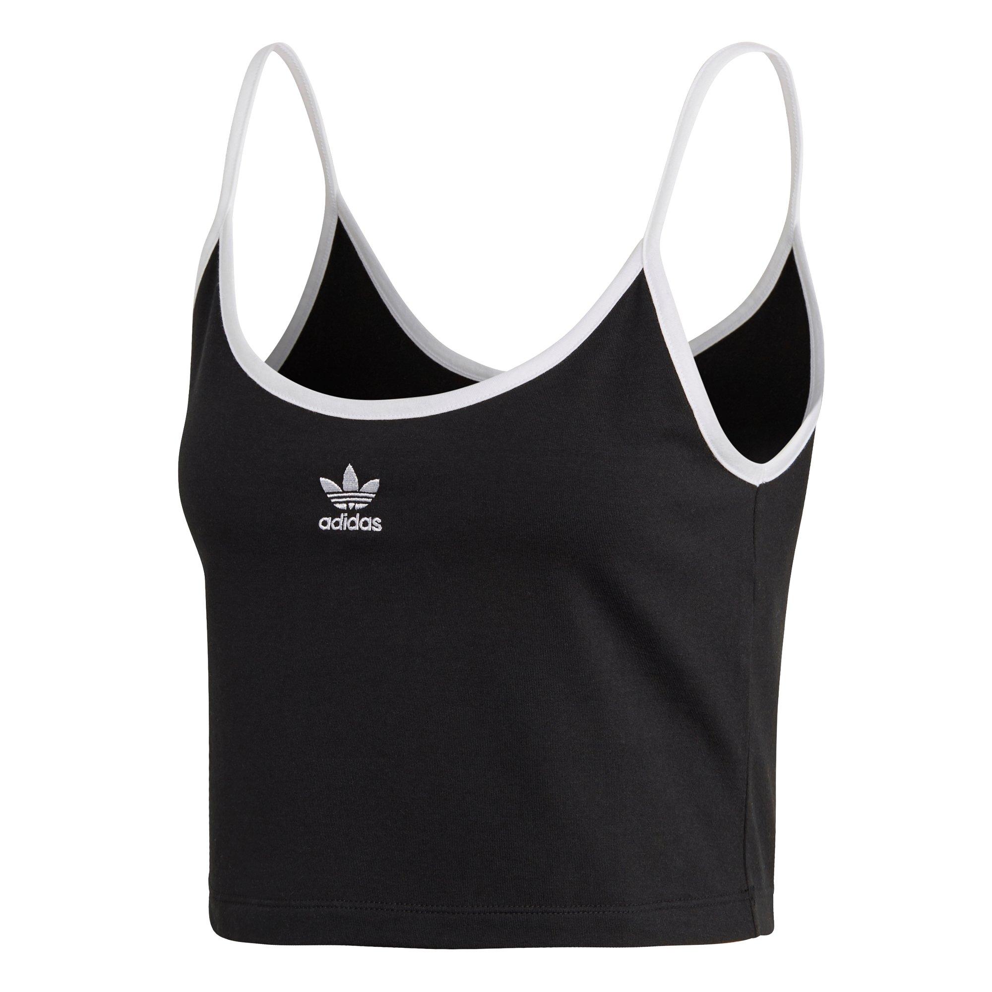 adidas Womens' Spaghetti Strap Crop Tank Top - BLACK Thumbnail View 3