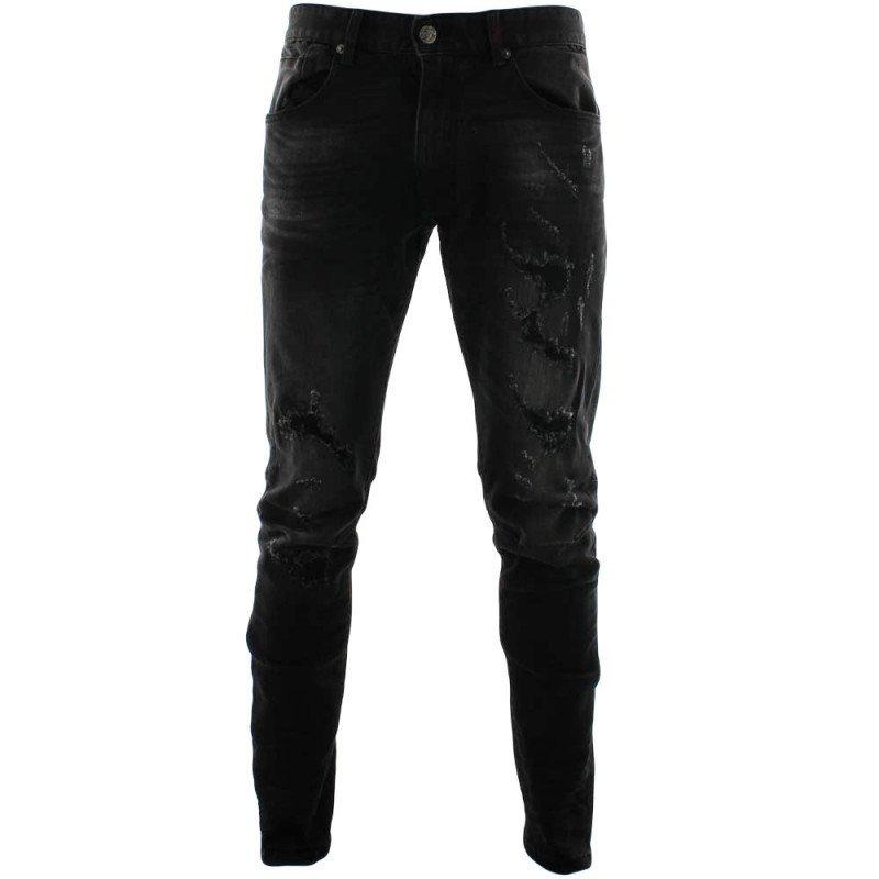 grindhouse men's black distressed jeans