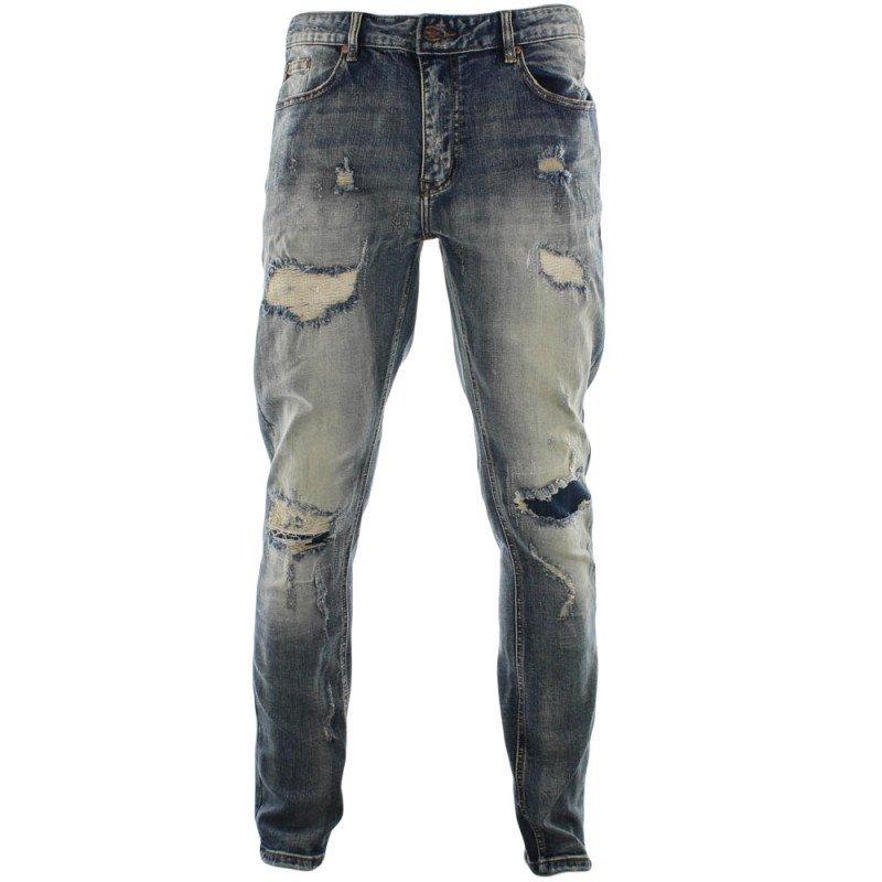 grindhouse men's black distressed jeans