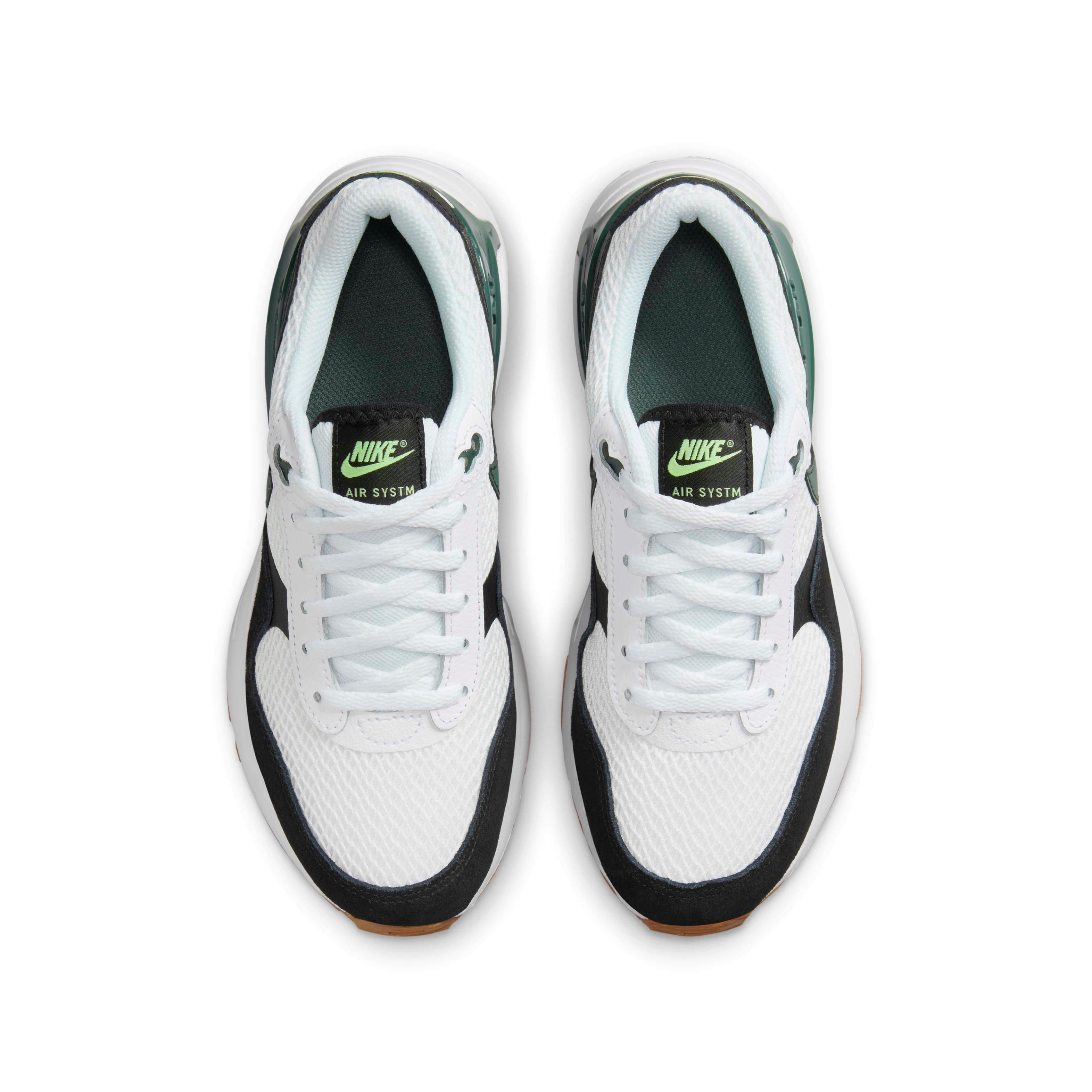 Nike Air Max SYSTM Grade School Boys'"White/Black/Barely Volt/Vintage Green" Shoe