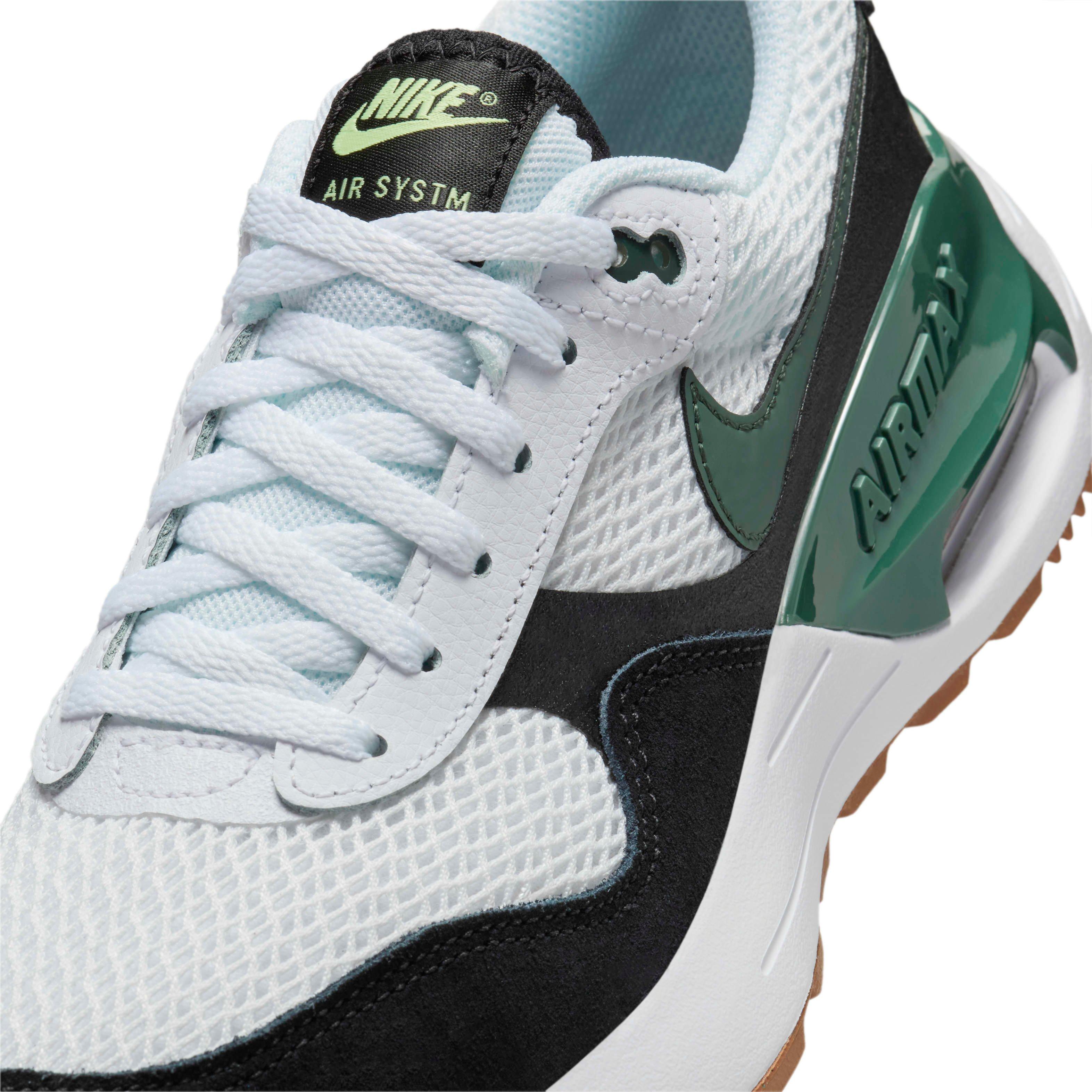 Nike Air Max SYSTM Grade School Boys'"White/Black/Barely Volt/Vintage Green" Shoe