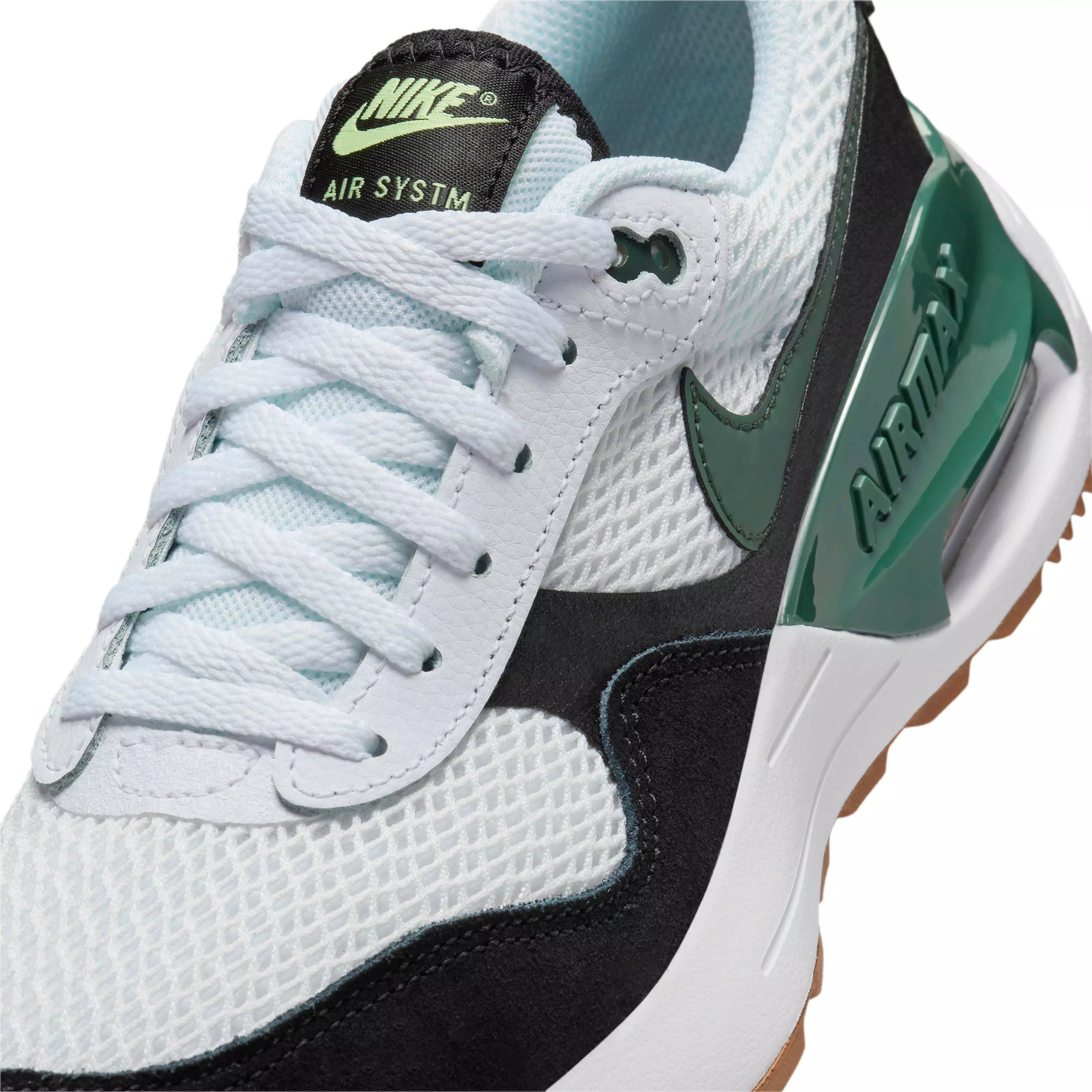 Nike Air Max SYSTM "White/Black/Barely Volt/Vintage Green" Grade School Boys' Shoe - WHITE/BLACK/VOLT/GREEN