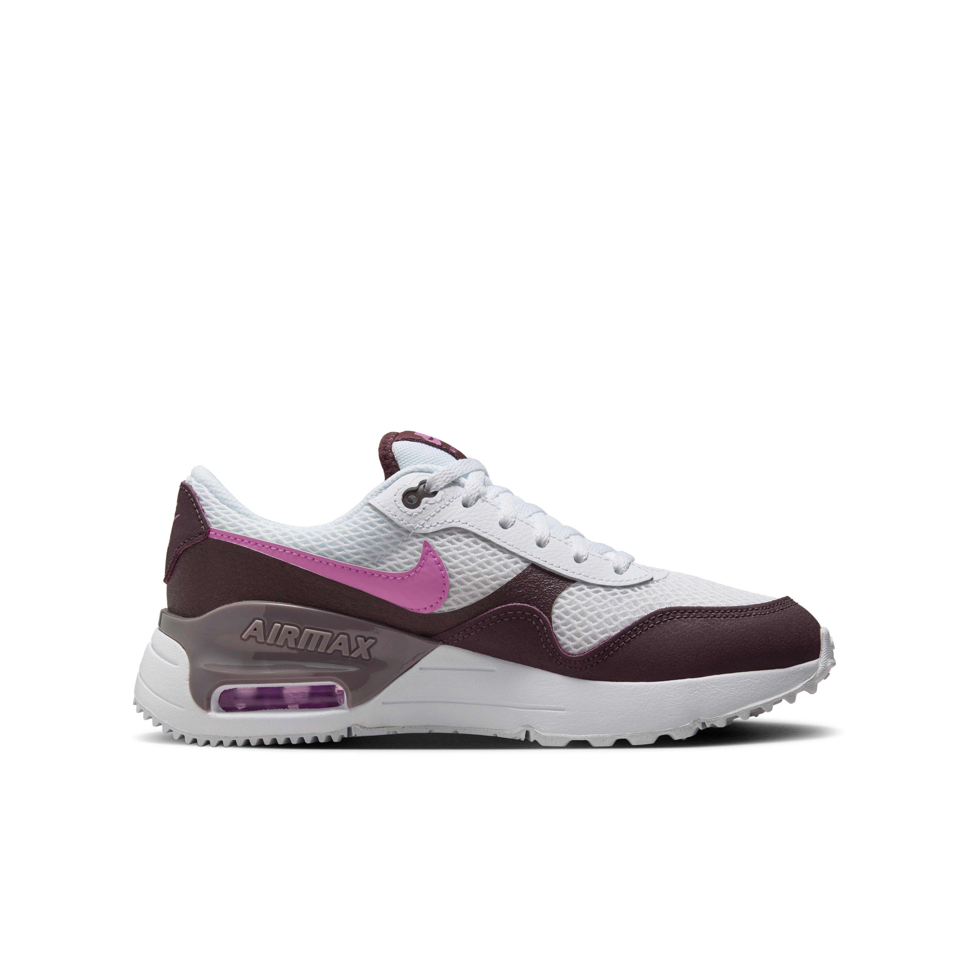 Nike Air Max SYSTM "White/Burgundy Crush/Violet Ore/Playful Pink" Grade School Girls' Shoe - WHITE/BURGUNDY/VIOLET/PINK Thumbnail View 1