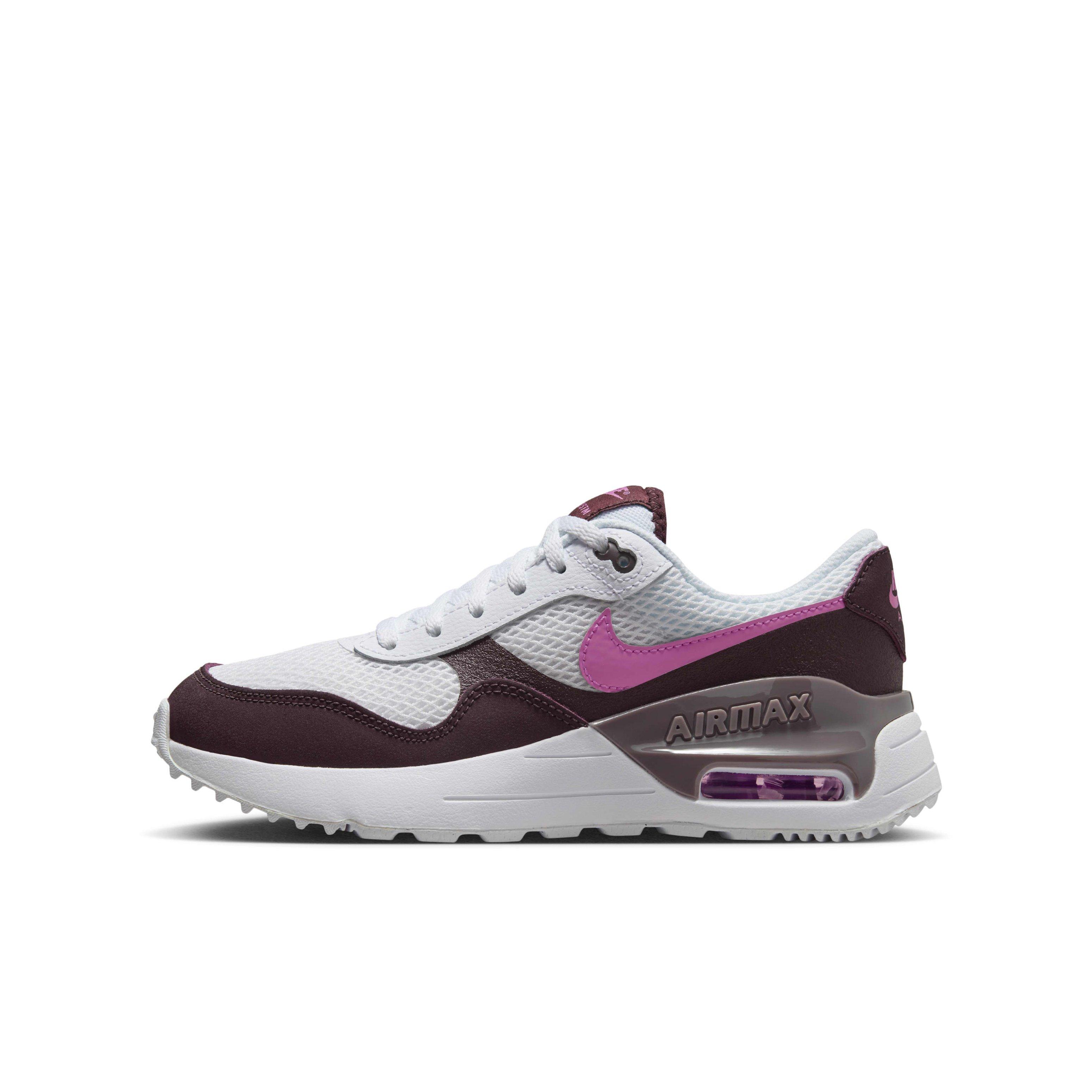Nike Air Max SYSTM "White/Burgundy Crush/Violet Ore/Playful Pink" Grade School Girls' Shoe - WHITE/BURGUNDY/VIOLET/PINK Thumbnail View 2