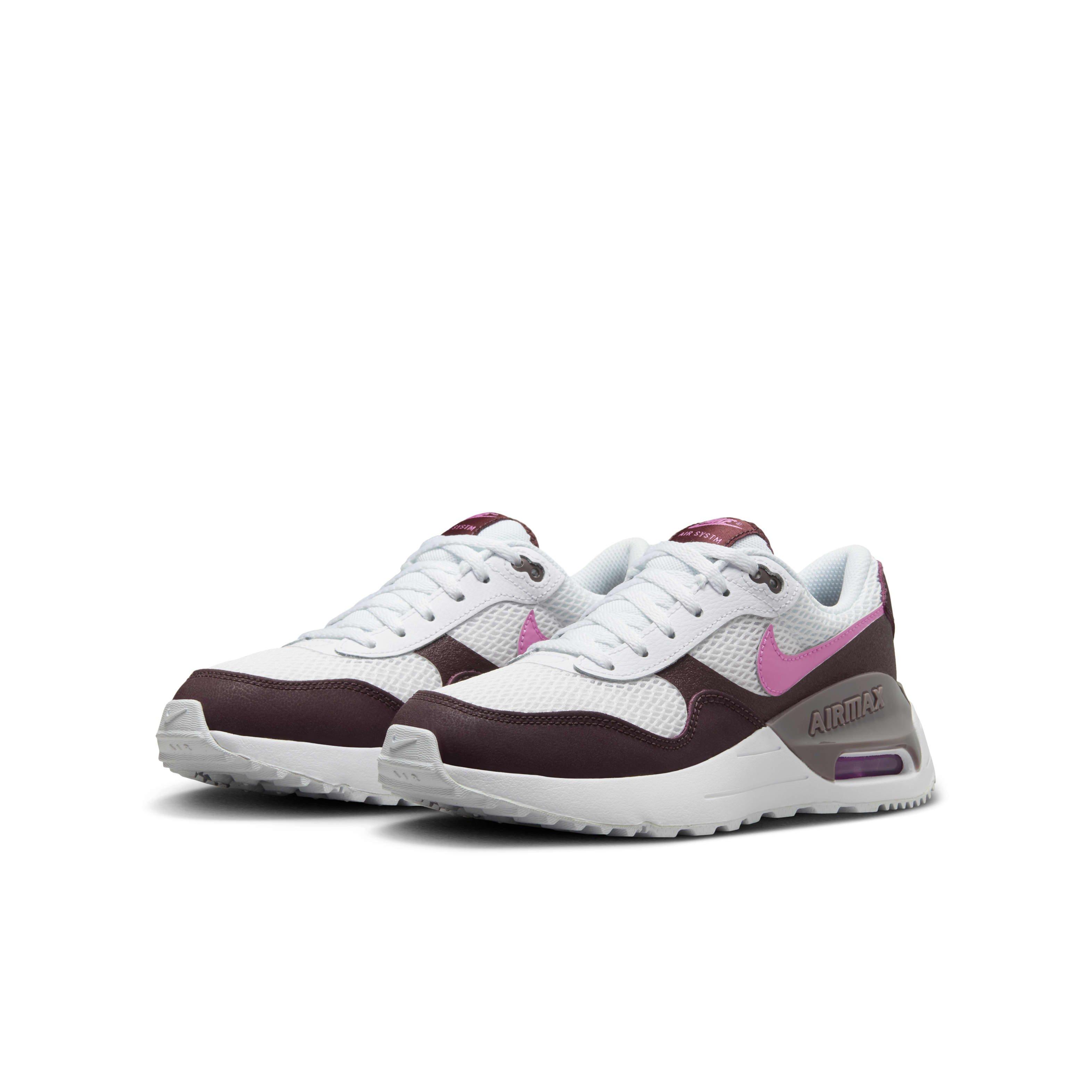 Nike Air Max SYSTM "White/Burgundy Crush/Violet Ore/Playful Pink" Grade School Girls' Shoe - WHITE/BURGUNDY/VIOLET/PINK Thumbnail View 3
