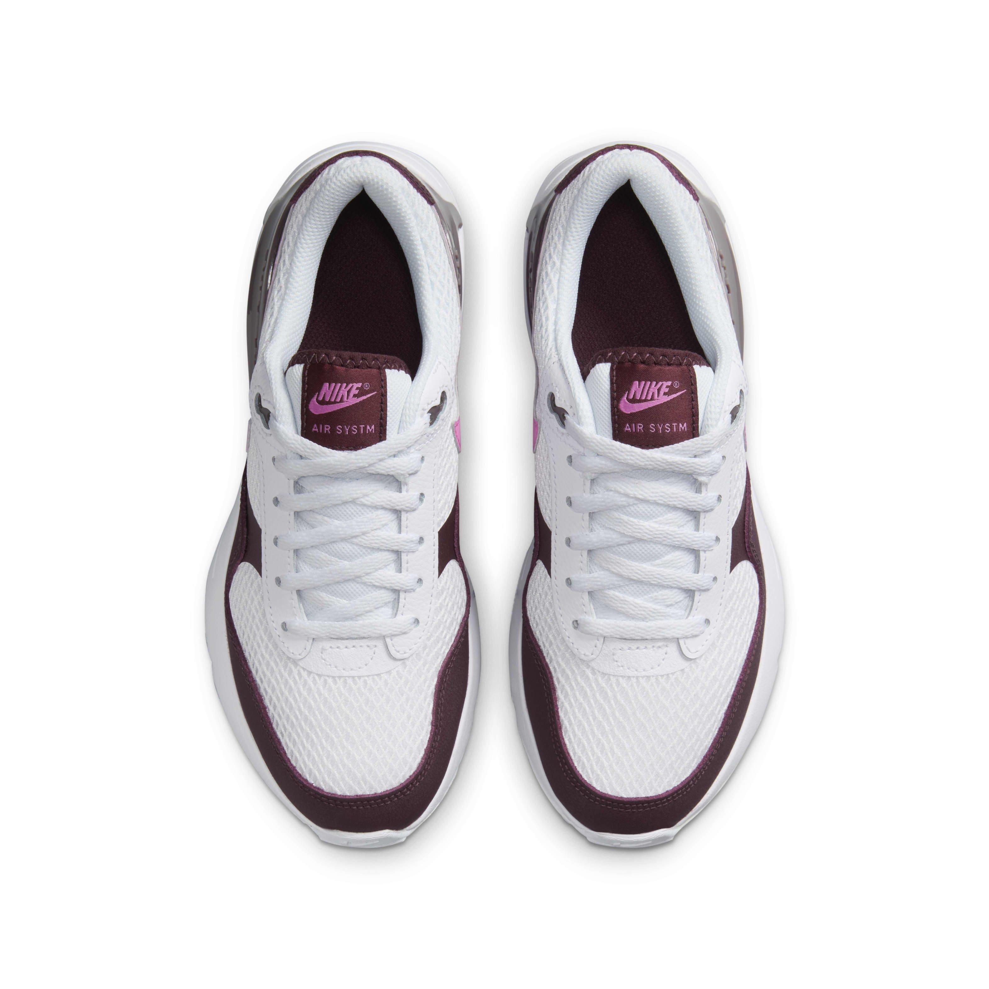 Nike Air Max SYSTM "White/Burgundy Crush/Violet Ore/Playful Pink" Grade School Girls' Shoe - WHITE/BURGUNDY/VIOLET/PINK Thumbnail View 4