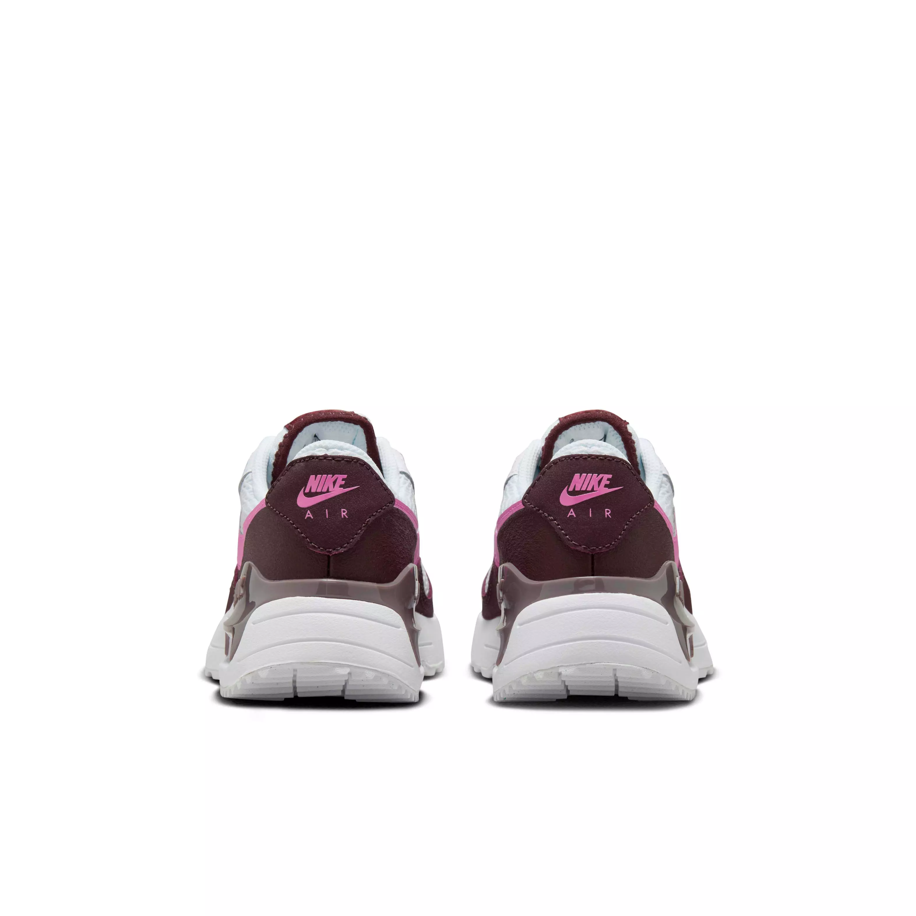 Nike Air Max SYSTM "White/Burgundy Crush/Violet Ore/Playful Pink" Grade School Girls' Shoe - WHITE/BURGUNDY/VIOLET/PINK