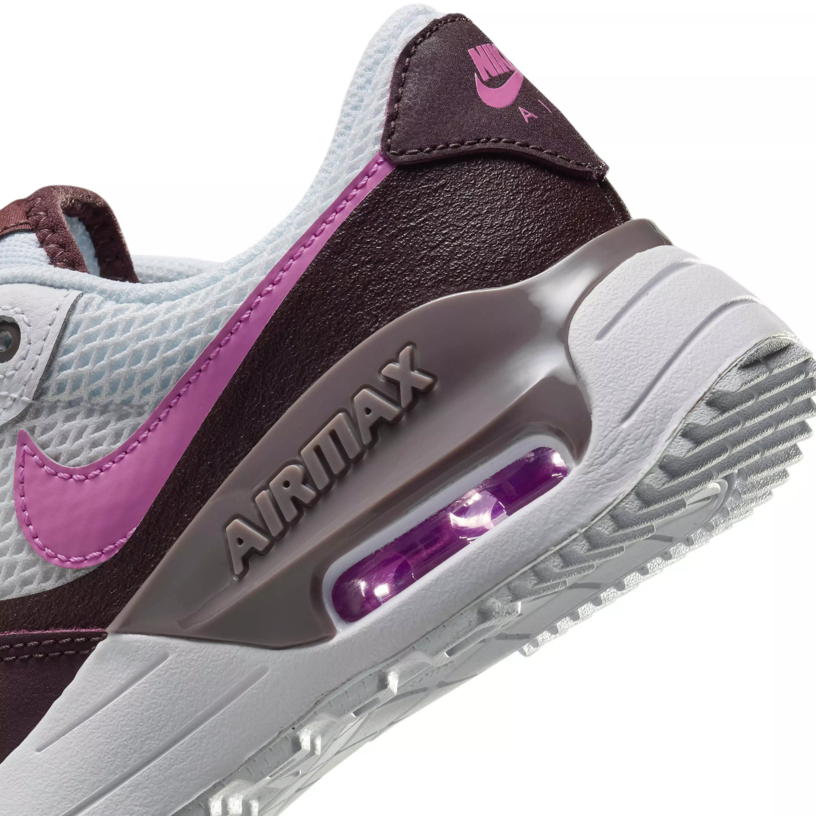 Nike Air Max SYSTM "White/Burgundy Crush/Violet Ore/Playful Pink" Grade School Girls' Shoe - WHITE/BURGUNDY/VIOLET/PINK