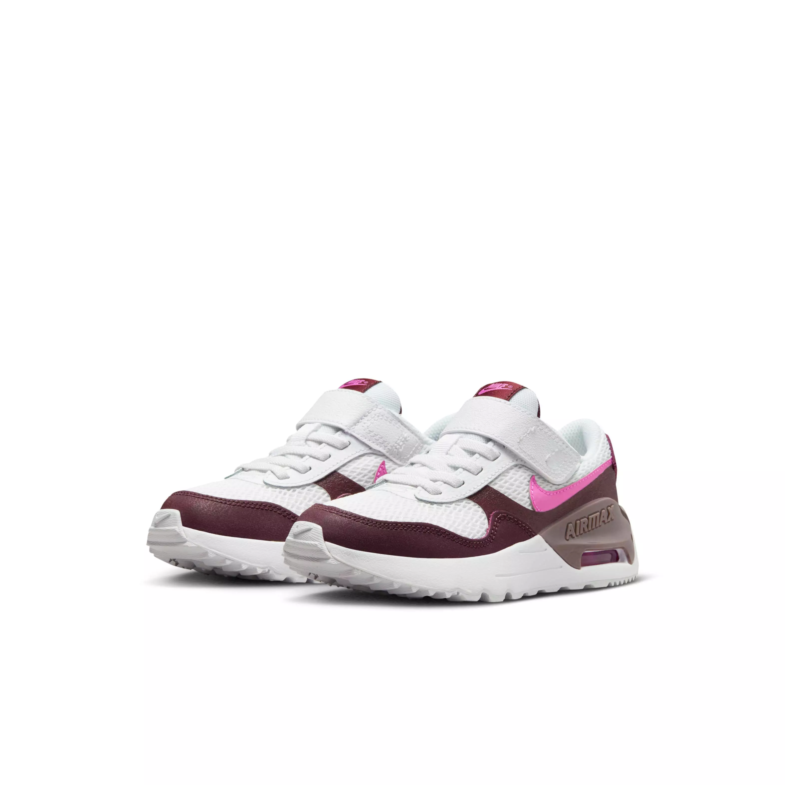 Nike Air Max SYSTM "White/Burgundy Crush/Violet Ore/Playful Pink" Preschool Girls' Shoe - WHITE/BURGUNDY/VIOLET/PINK