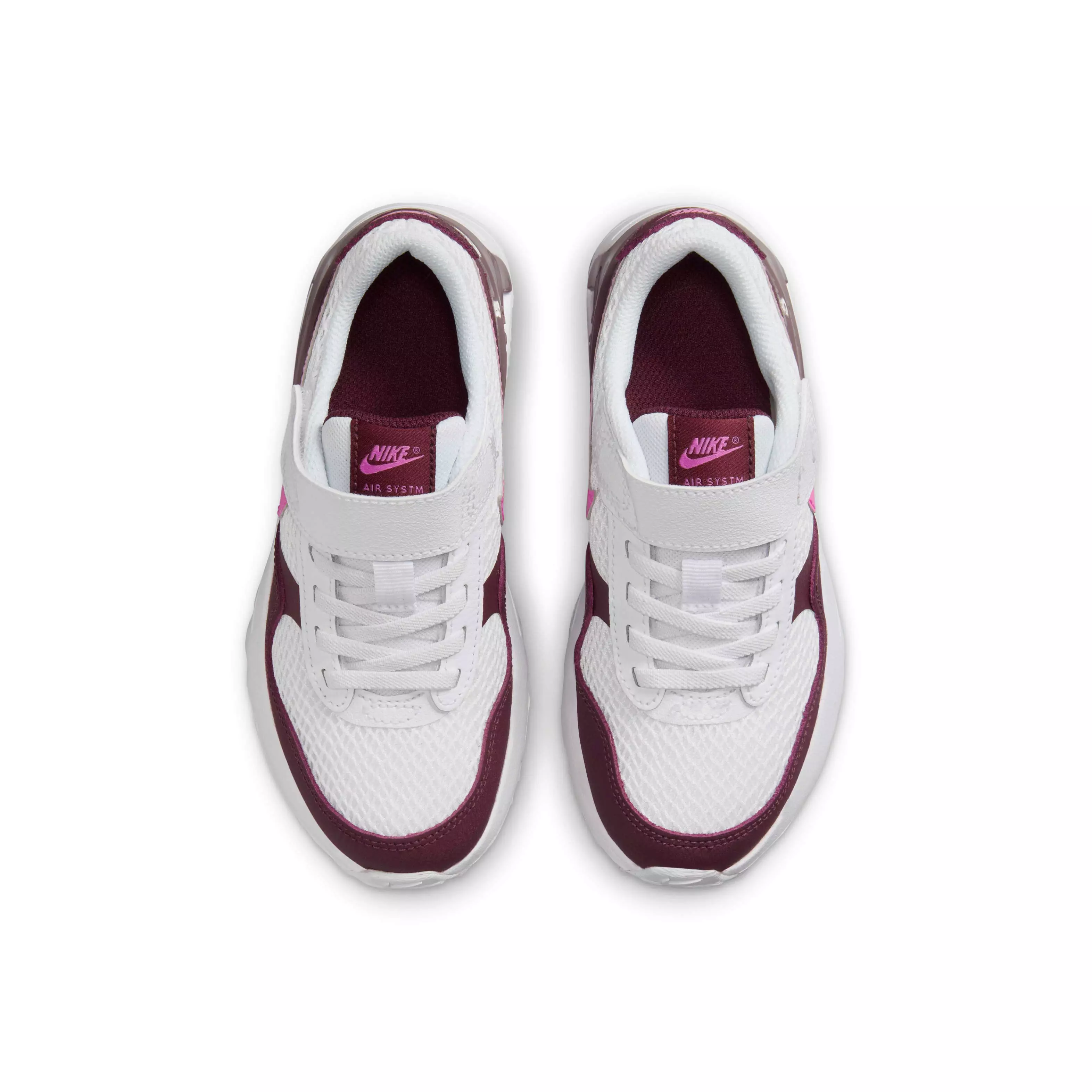 Nike Air Max SYSTM "White/Burgundy Crush/Violet Ore/Playful Pink" Preschool Girls' Shoe - WHITE/BURGUNDY/VIOLET/PINK