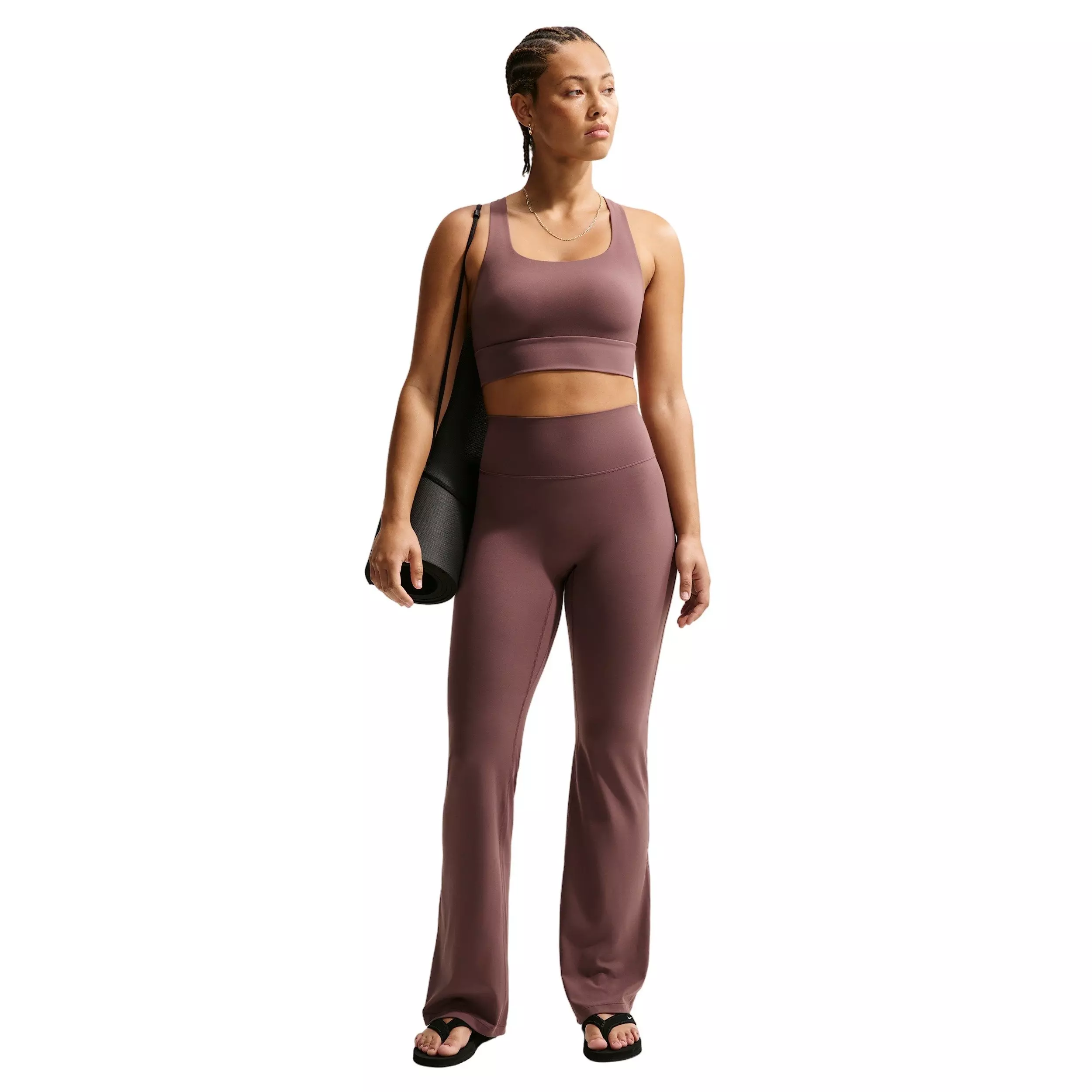 Nike Women's Zenvy High-Waisted Flared Leggings with No Front Seam - Tattoo Purple - TATTOO PURPLE