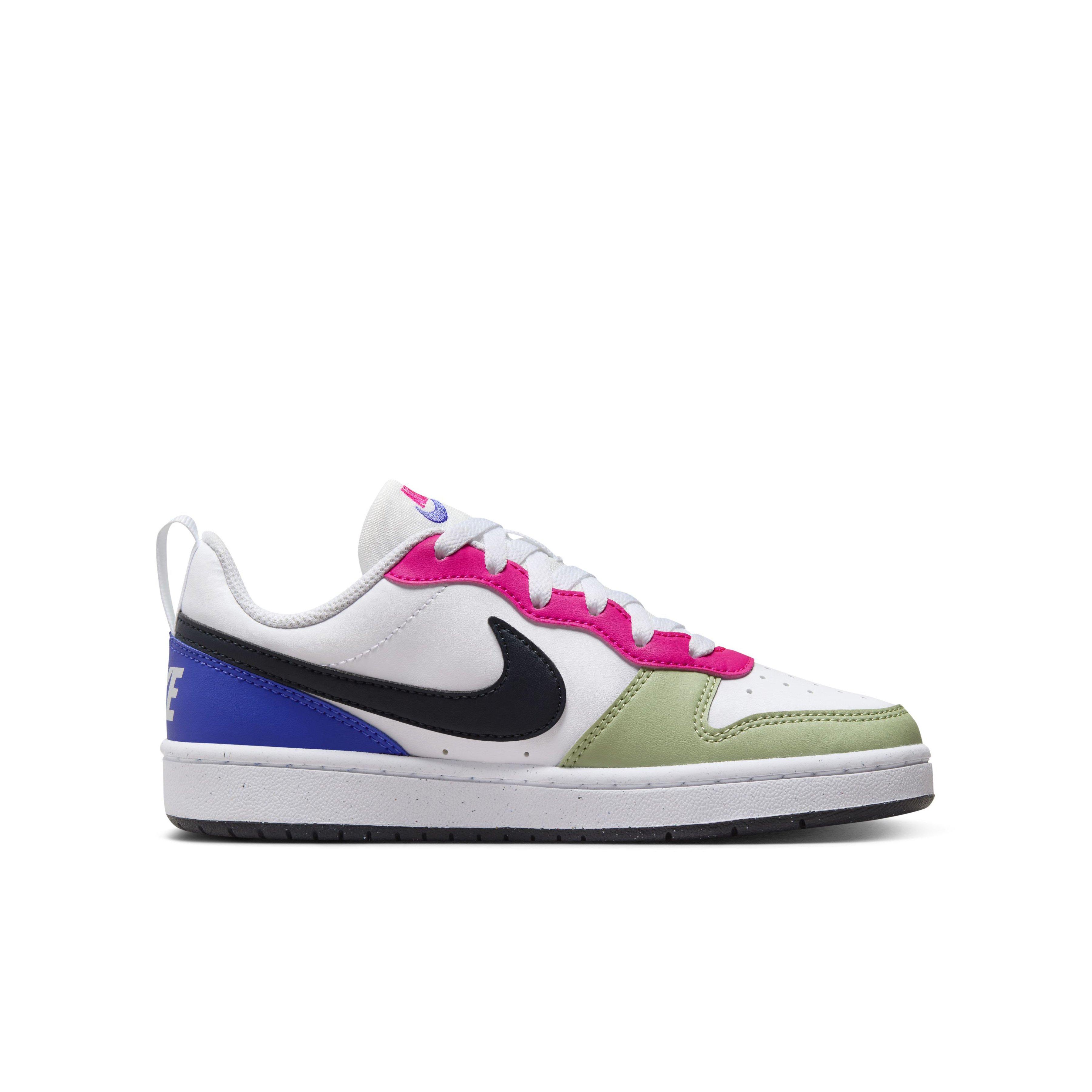 Nike Court Borough Low Recraft "White/Fierce Pink/Light Ultramarine/Dark Obsidian" Grade School Kids' Shoe - WHITE/PINK/LT ULTRAMARINE/DK OBSIDIAN Thumbnail View 1