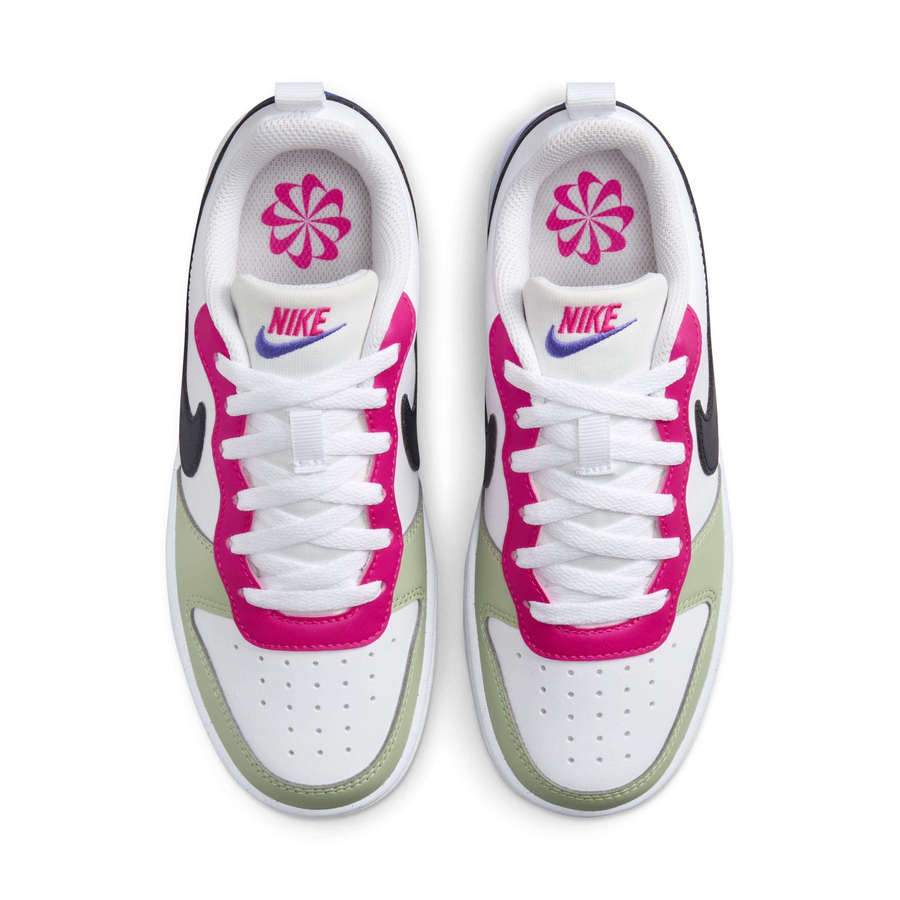 Nike Court Borough Low Recraft "White/Fierce Pink/Light Ultramarine/Dark Obsidian" Grade School Kids' Shoe - WHITE/PINK/LT ULTRAMARINE/DK OBSIDIAN Thumbnail View 4