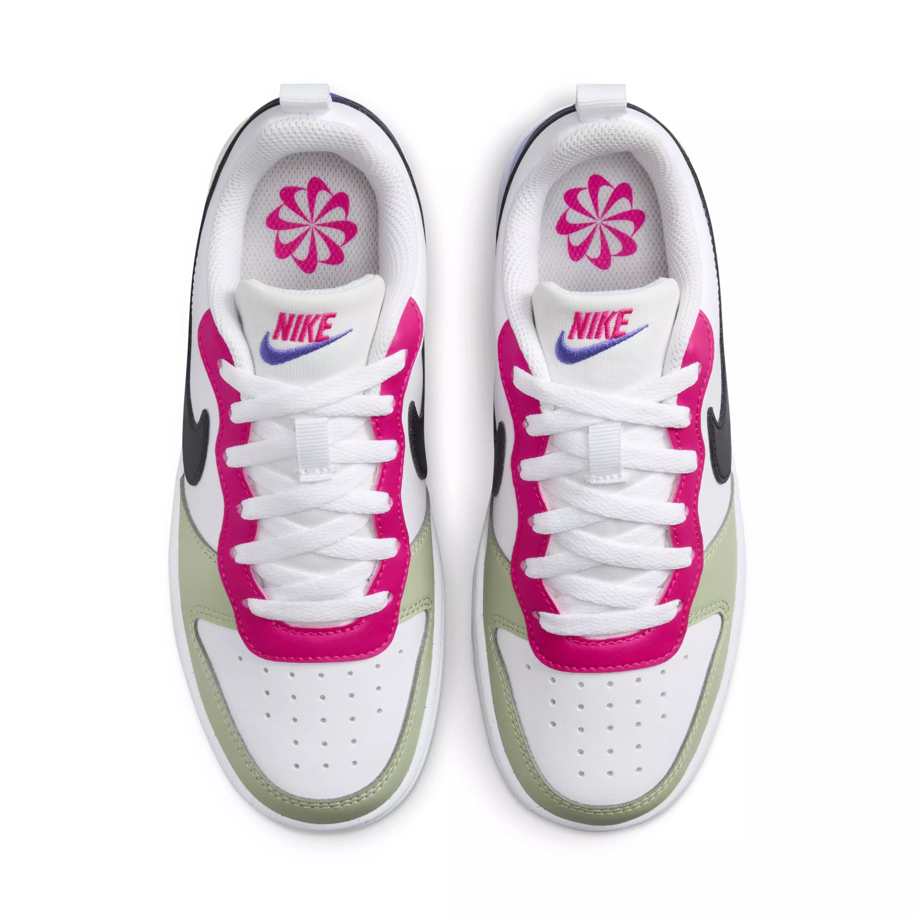 Nike Court Borough Low Recraft "White/Fierce Pink/Light Ultramarine/Dark Obsidian" Grade School Kids' Shoe - WHITE/PINK/LT ULTRAMARINE/DK OBSIDIAN
