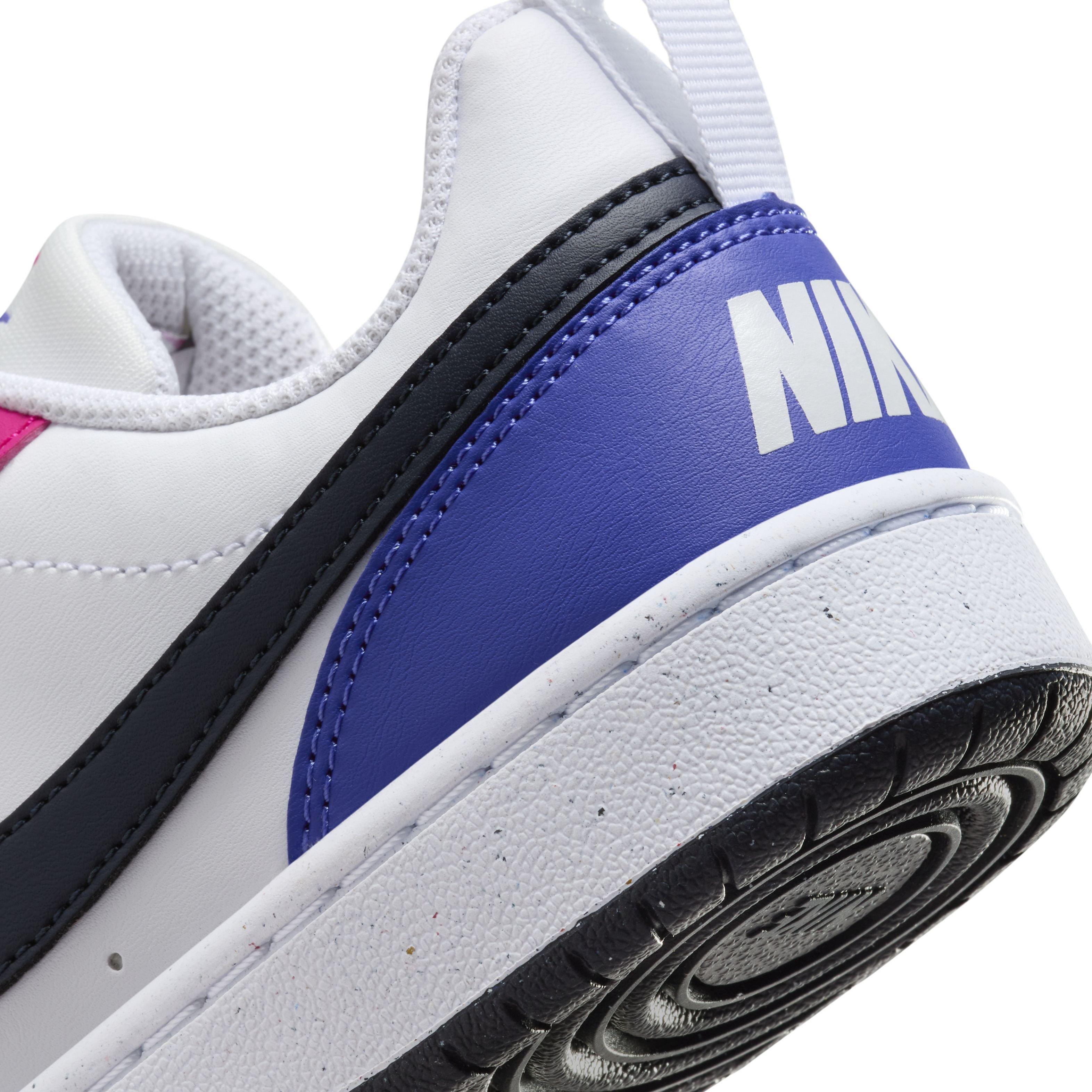 Nike Court Borough Low Recraft "White/Fierce Pink/Light Ultramarine/Dark Obsidian" Grade School Kids' Shoe - WHITE/PINK/LT ULTRAMARINE/DK OBSIDIAN Thumbnail View 8