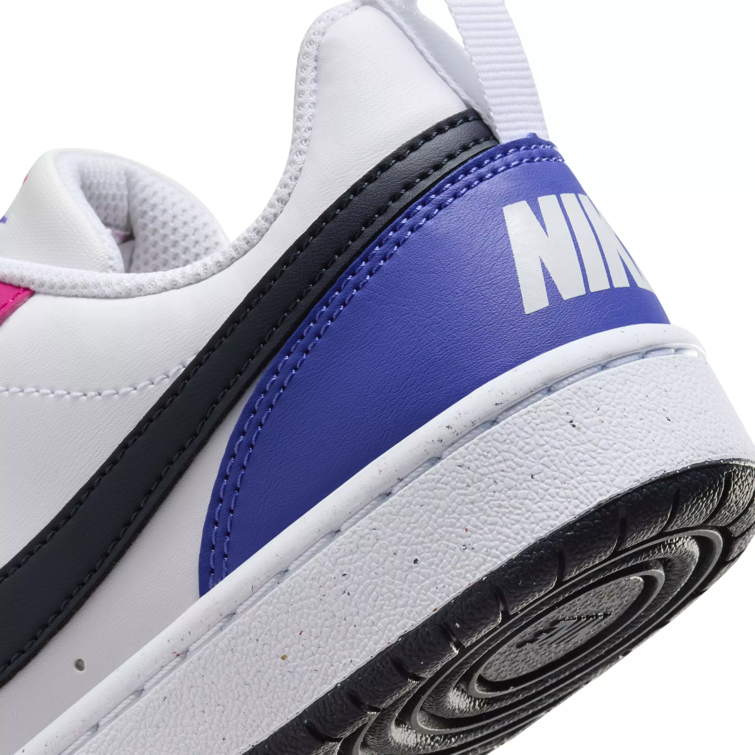 Nike Court Borough Low Recraft "White/Fierce Pink/Light Ultramarine/Dark Obsidian" Grade School Kids' Shoe - WHITE/PINK/LT ULTRAMARINE/DK OBSIDIAN
