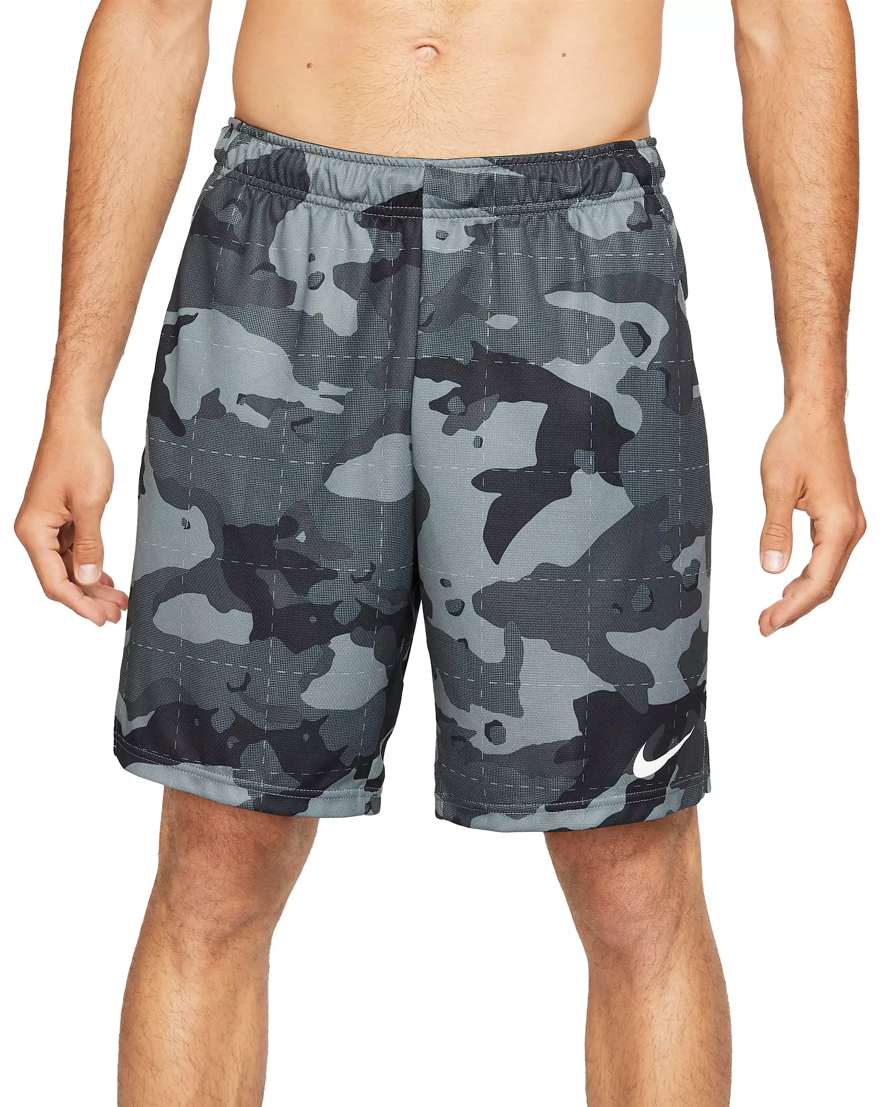 Nike Men's Dk Grey/Lt Grey Dri-FIT Camo Training Shorts - GREY