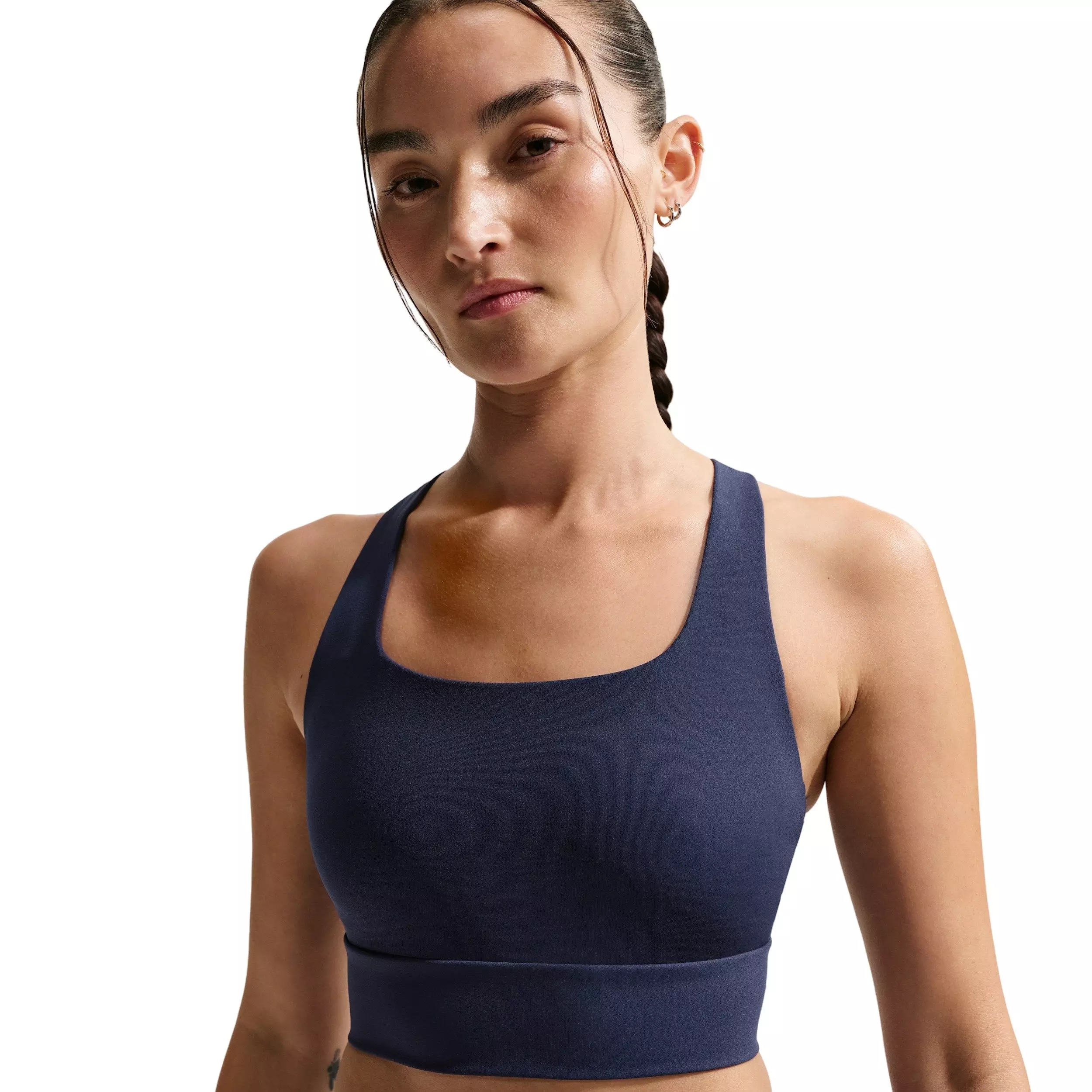 Nike Women's Zenvy Light-Support Padded Longline Sports Bra - Navy - NAVY
