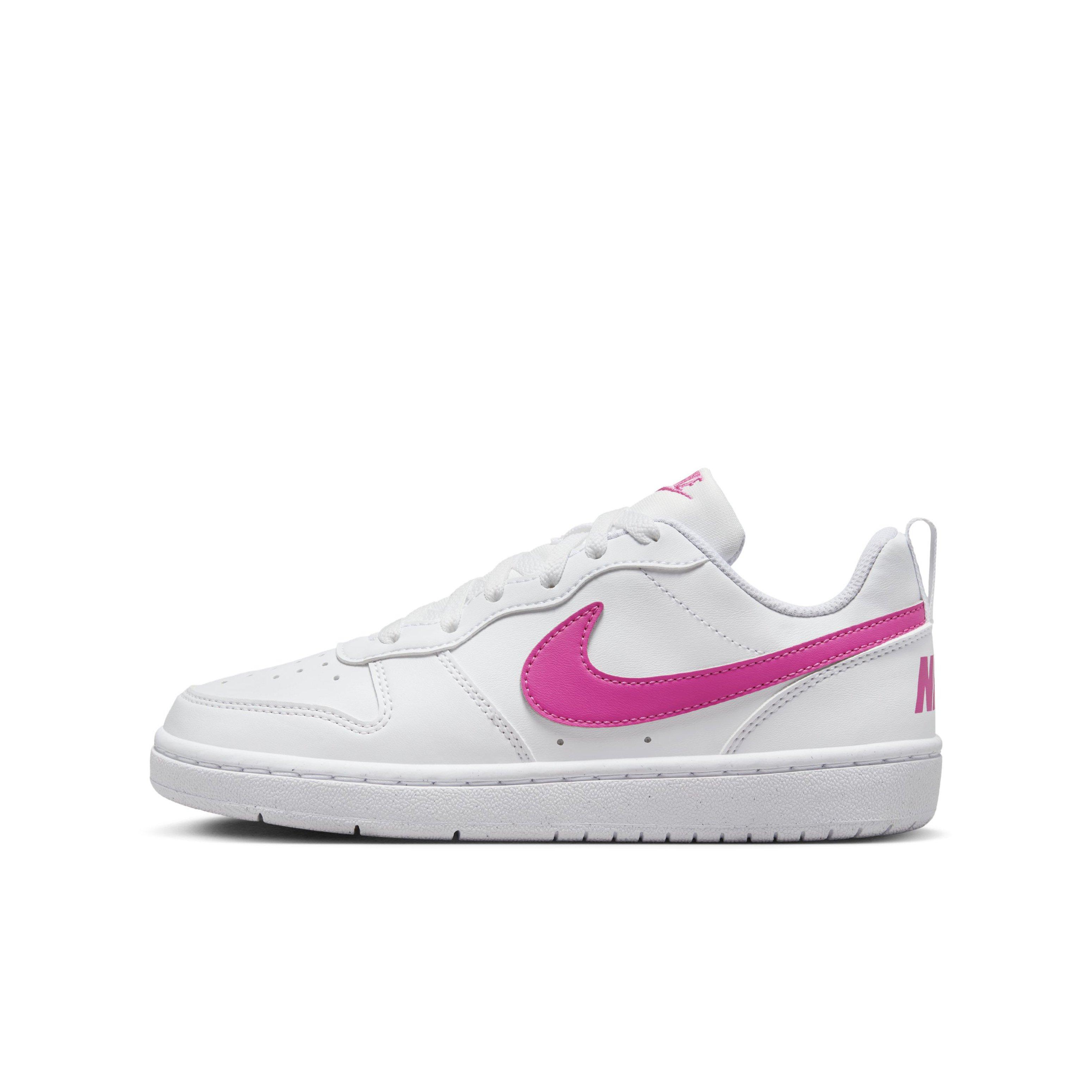 Nike Court Borough Low Recraft Grade School Girls' "White/Laser Fuchsia" Shoe