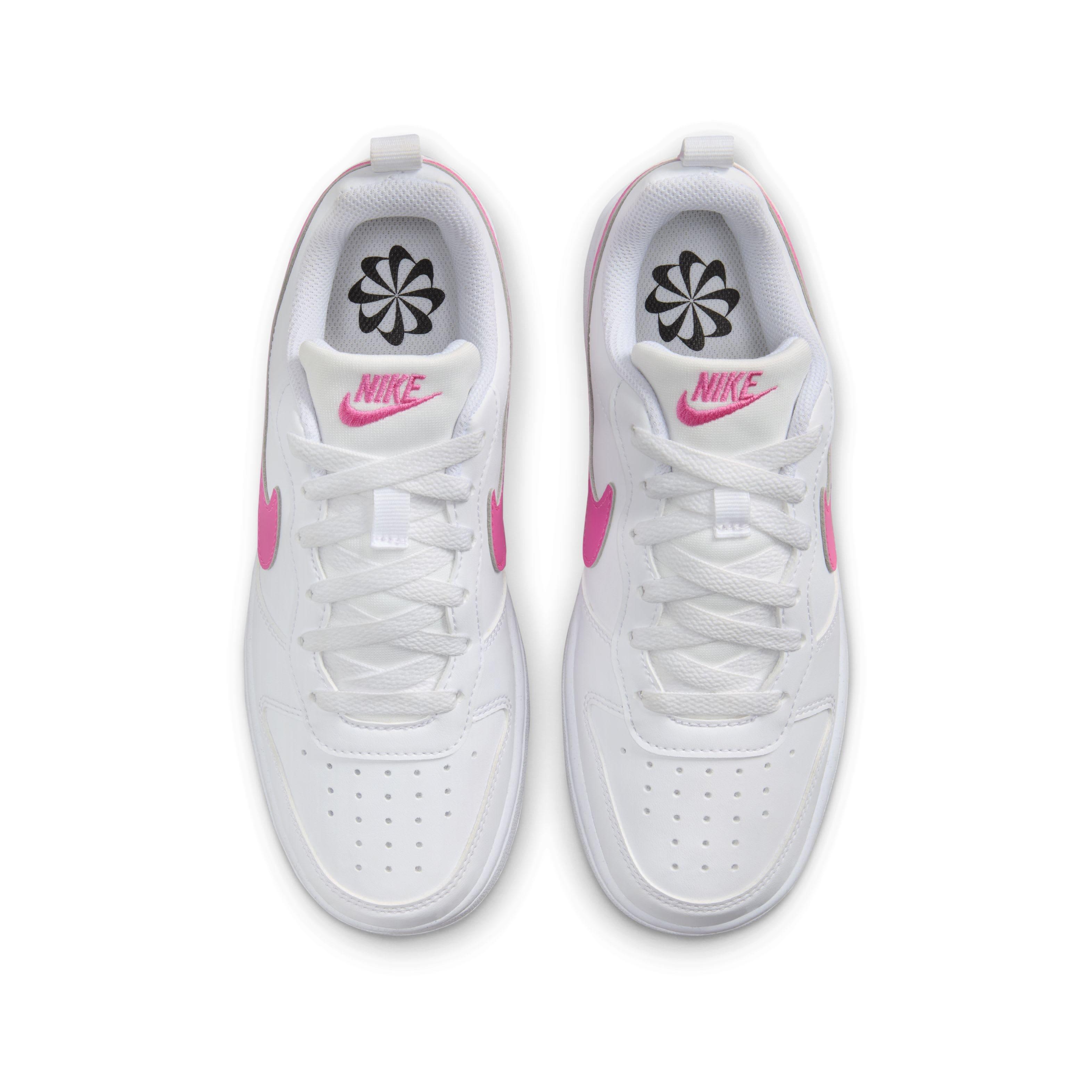 Nike Court Borough Low Recraft Grade School Girls' "White/Laser Fuchsia" Shoe