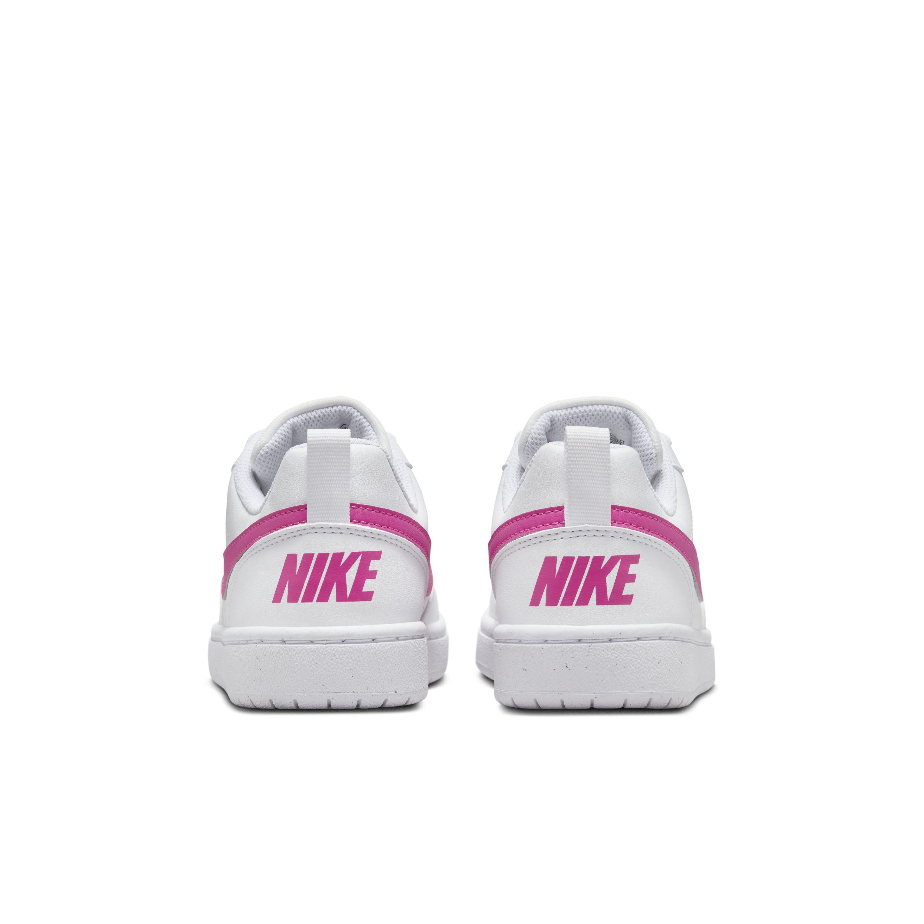 Nike Court Borough Low Recraft Grade School Girls' "White/Laser Fuchsia" Shoe