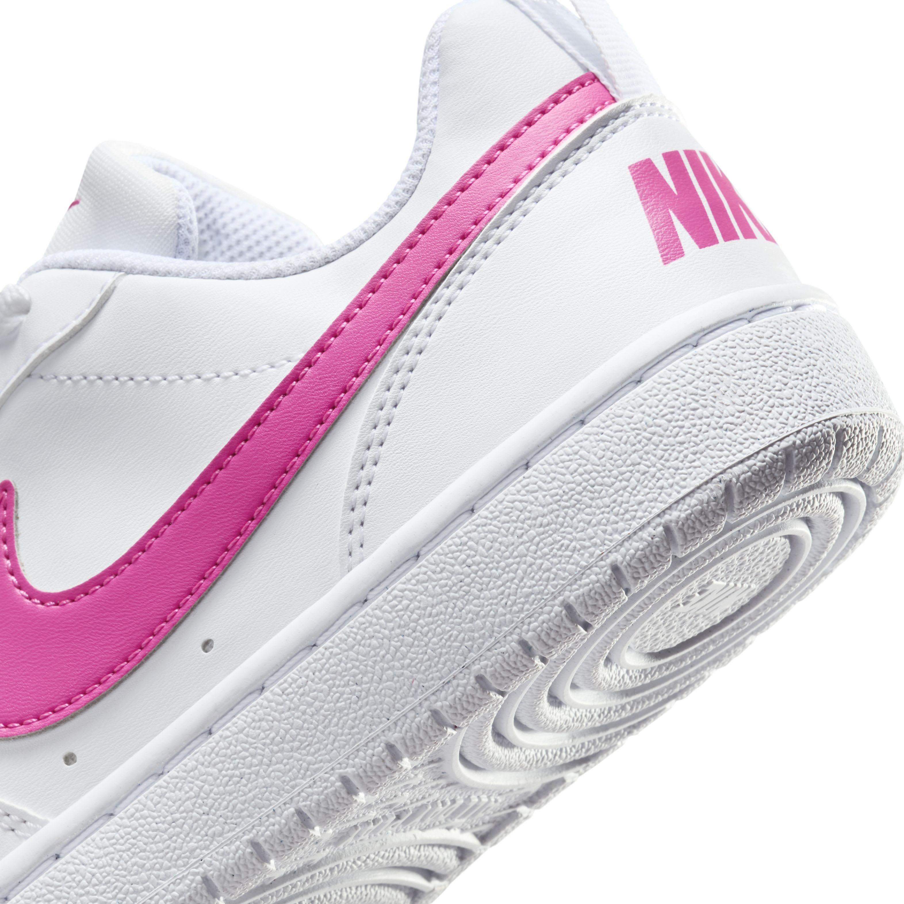 Nike Court Borough Low Recraft Grade School Girls' "White/Laser Fuchsia" Shoe