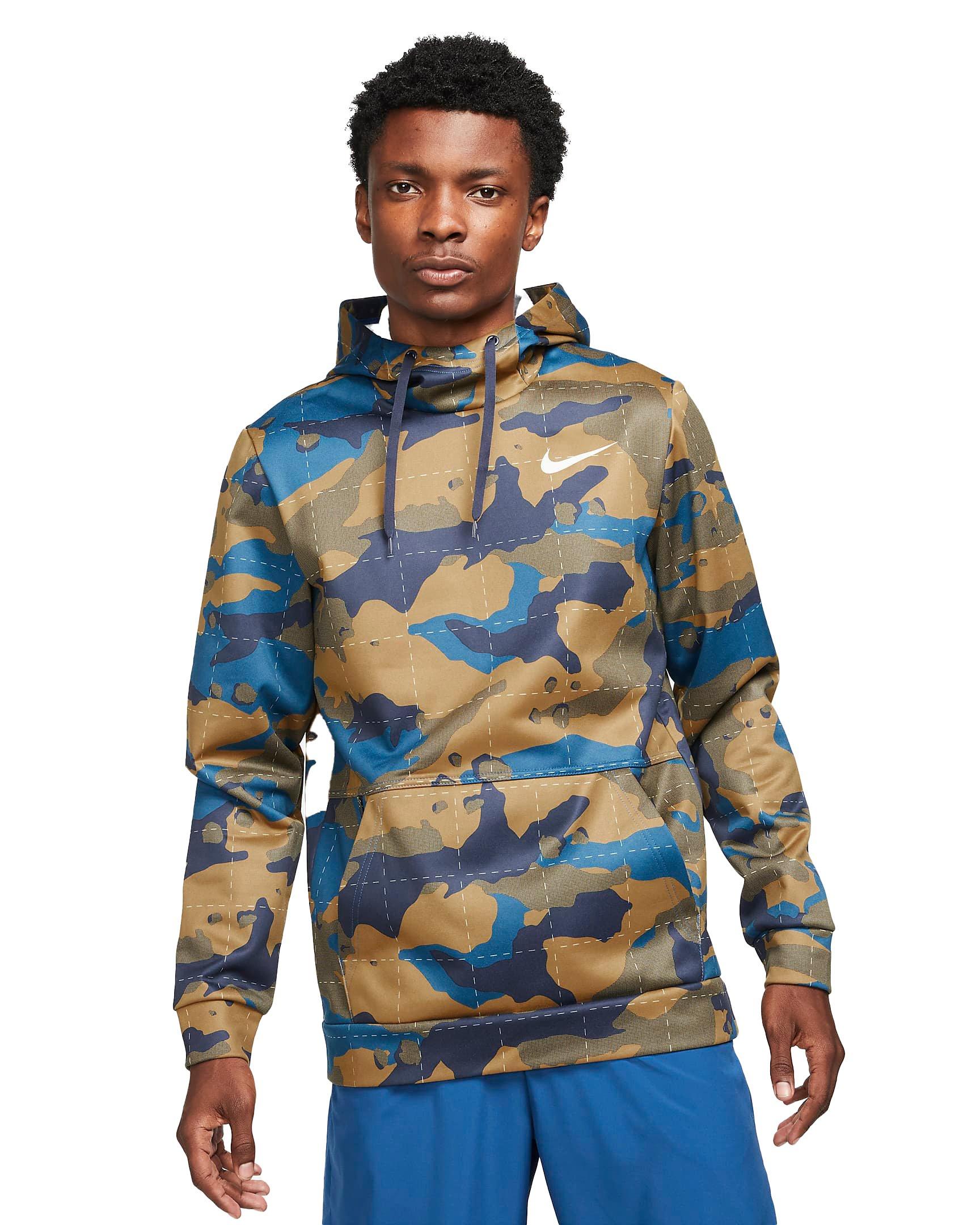 Blue camo hoodie nike new arrivals