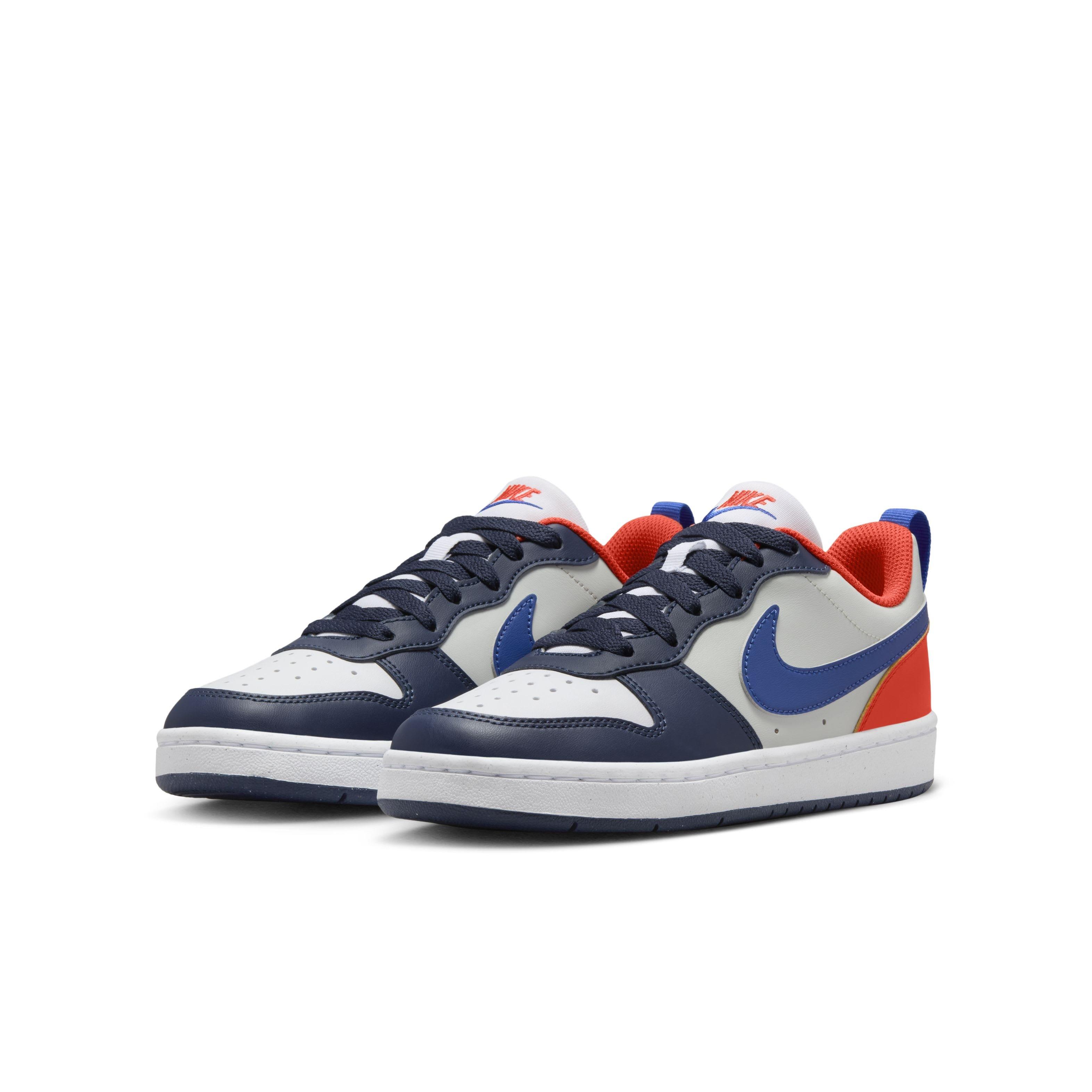 Nike Court Borough Low Recraft Grade School Boys' "Navy/Orange/Light Silver/Hyper Royal" Shoe