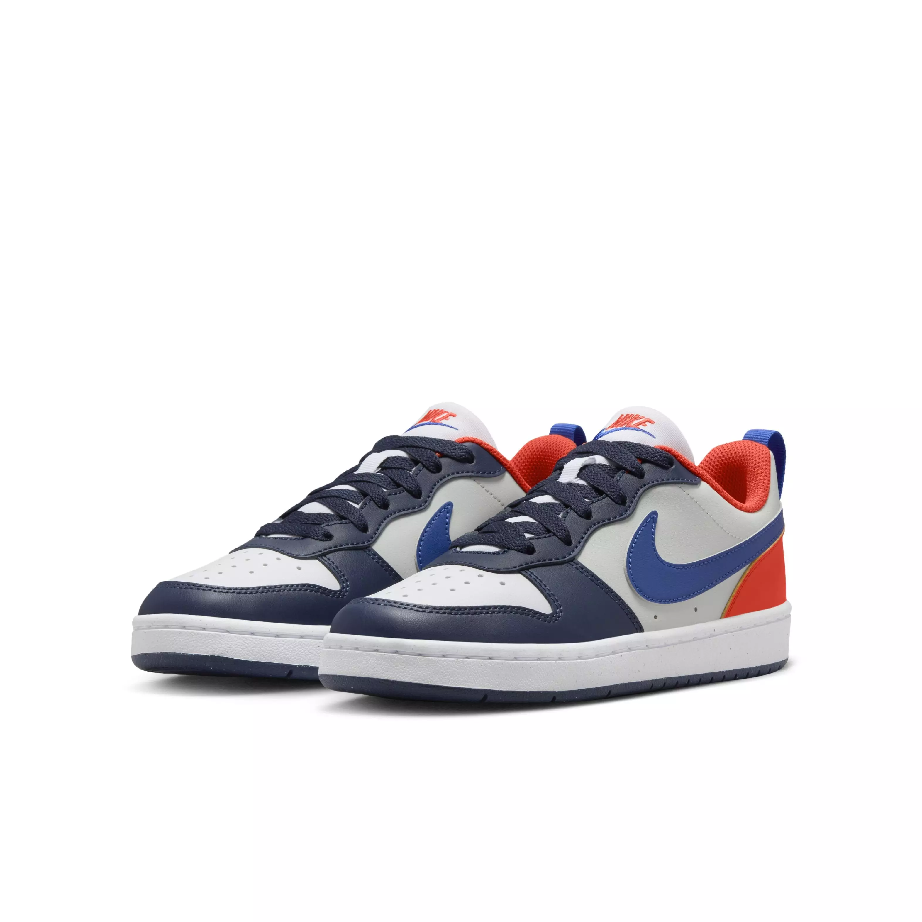 Nike Court Borough Low Recraft "Navy/Orange/Light Silver/Hyper Royal" Grade School Boys' Shoe - NAVY/ORANGE/LT SILVER/ROYAL