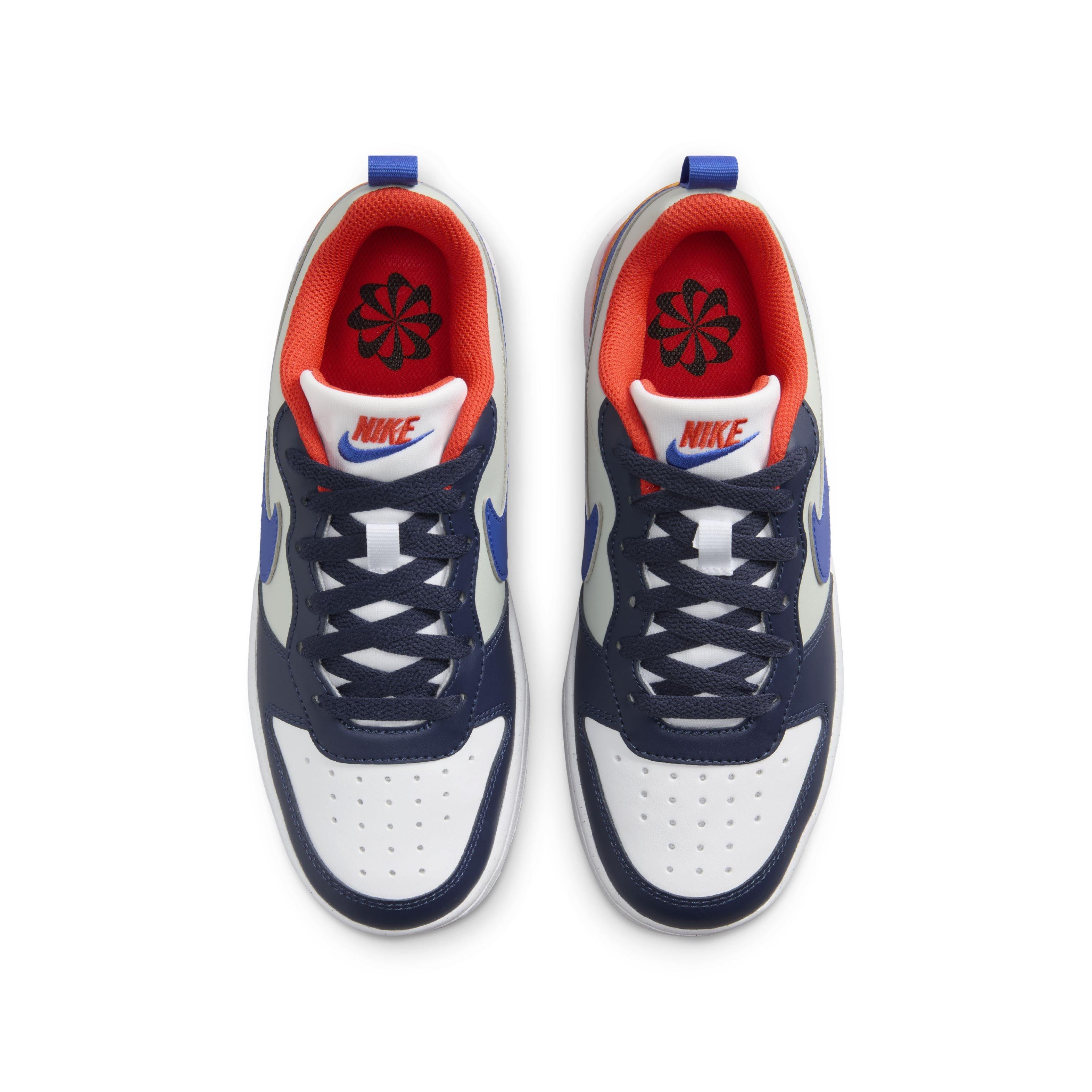 Nike Court Borough Low Recraft Grade School Boys' "Navy/Orange/Light Silver/Hyper Royal" Shoe