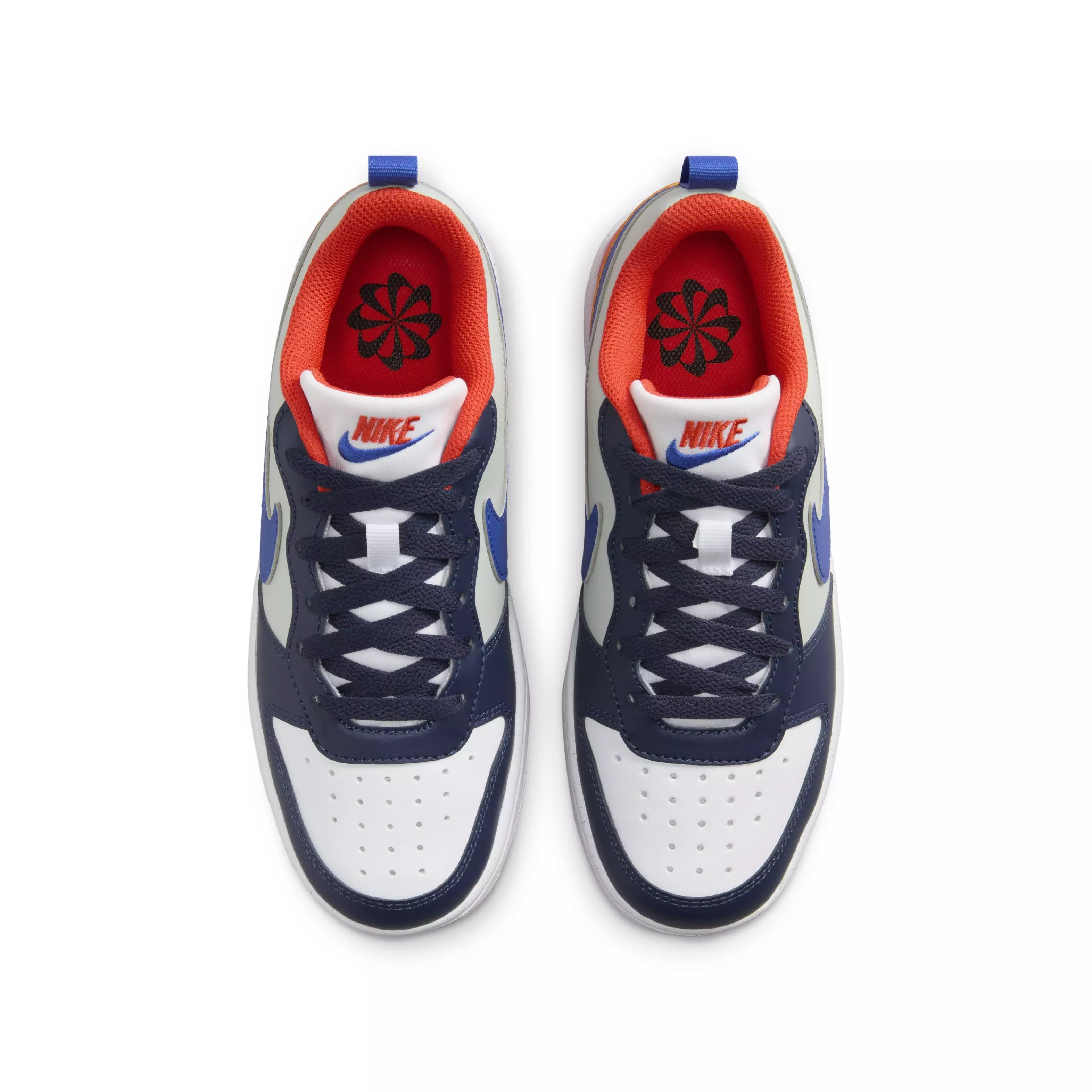 Nike Court Borough Low Recraft "Navy/Orange/Light Silver/Hyper Royal" Grade School Boys' Shoe - NAVY/ORANGE/LT SILVER/ROYAL