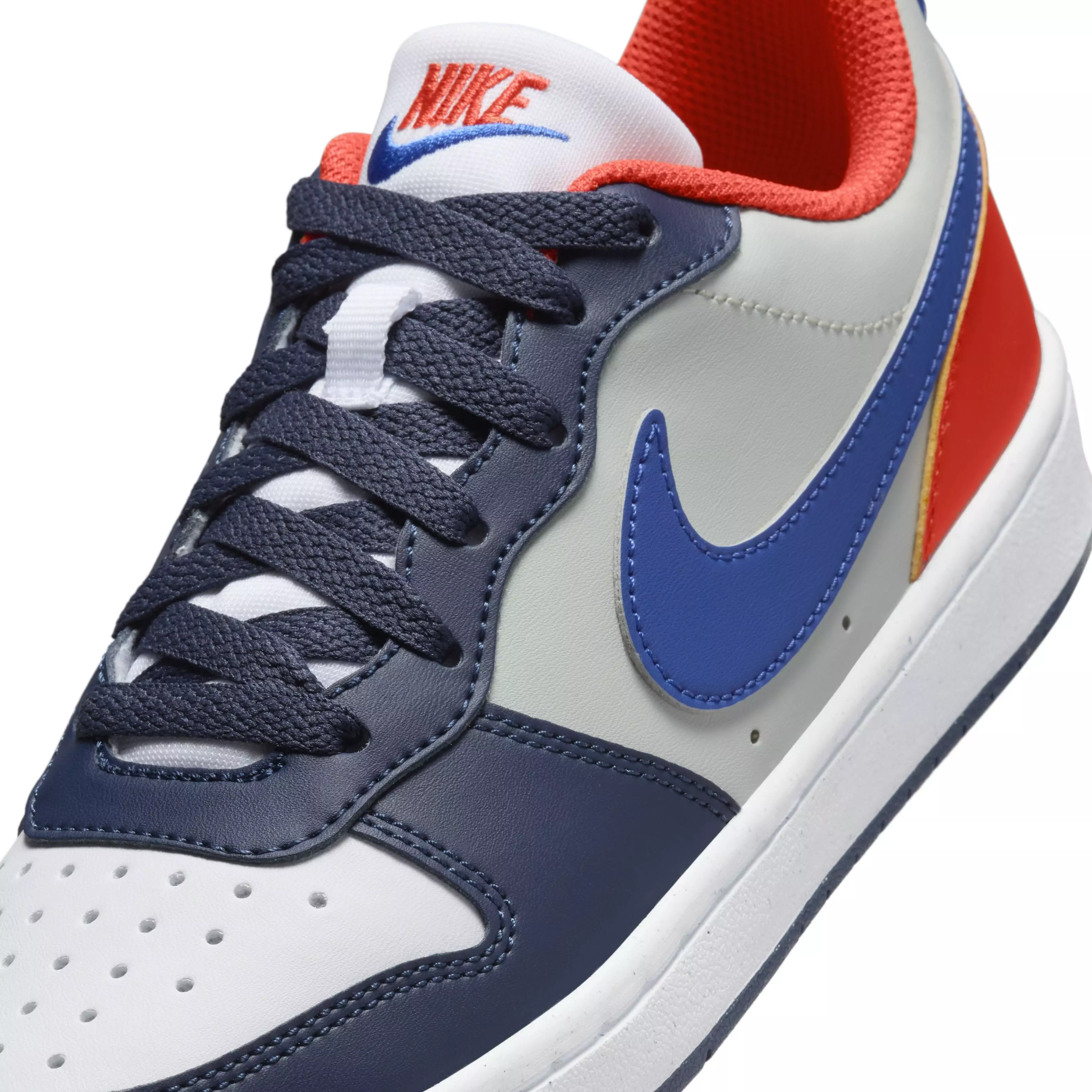 Nike Court Borough Low Recraft "Navy/Orange/Light Silver/Hyper Royal" Grade School Boys' Shoe - NAVY/ORANGE/LT SILVER/ROYAL