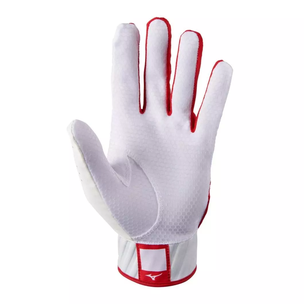 Mizuno MVP Baseball Batting Gloves - WHITE/RED